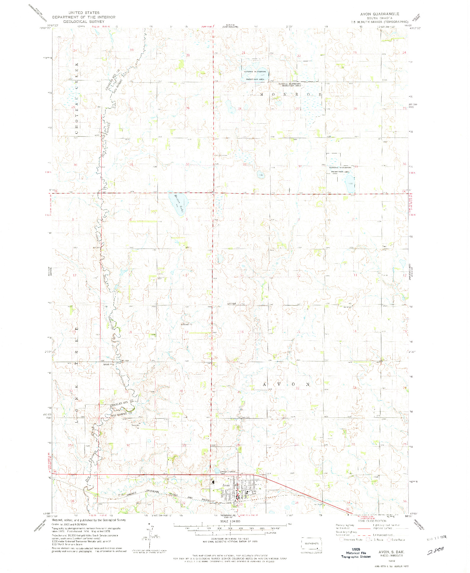 USGS 1:24000-SCALE QUADRANGLE FOR AVON, SD 1978