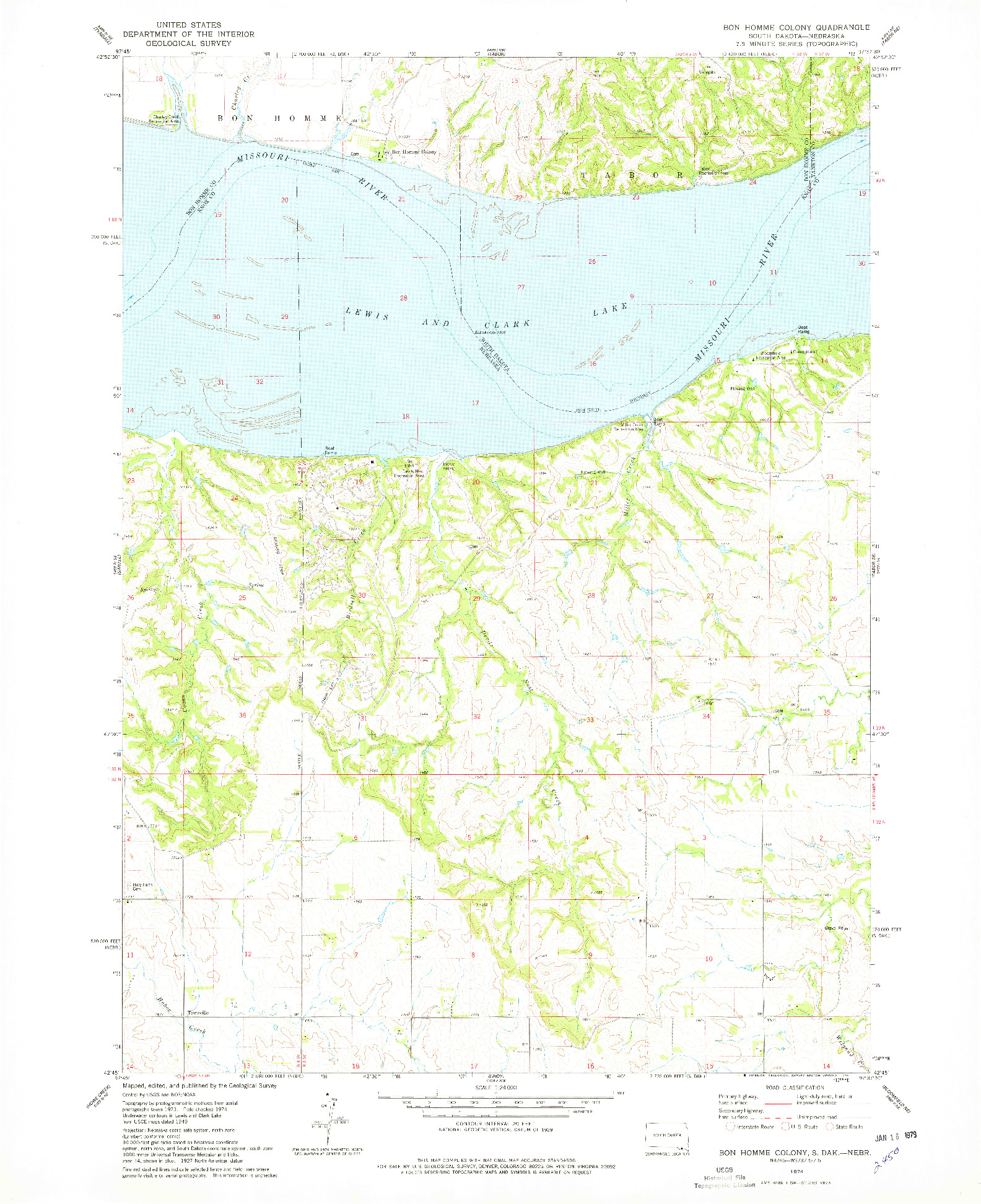 USGS 1:24000-SCALE QUADRANGLE FOR BON HOMME COLONY, SD 1974