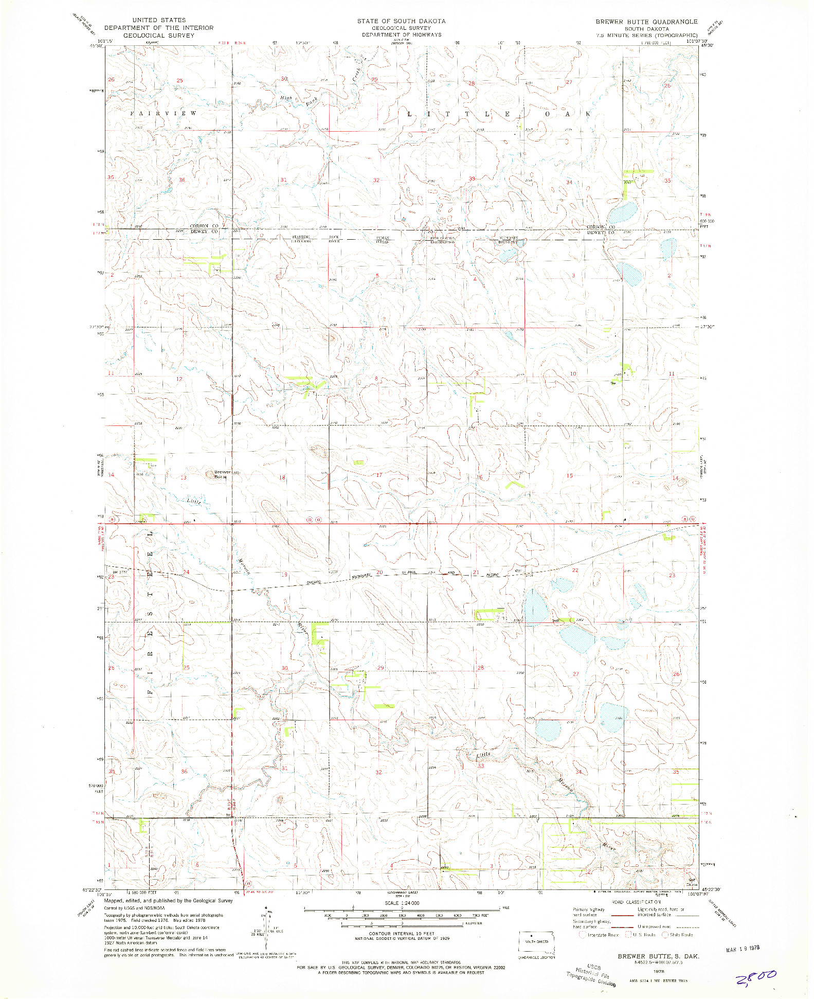 USGS 1:24000-SCALE QUADRANGLE FOR BREWER BUTTE, SD 1978