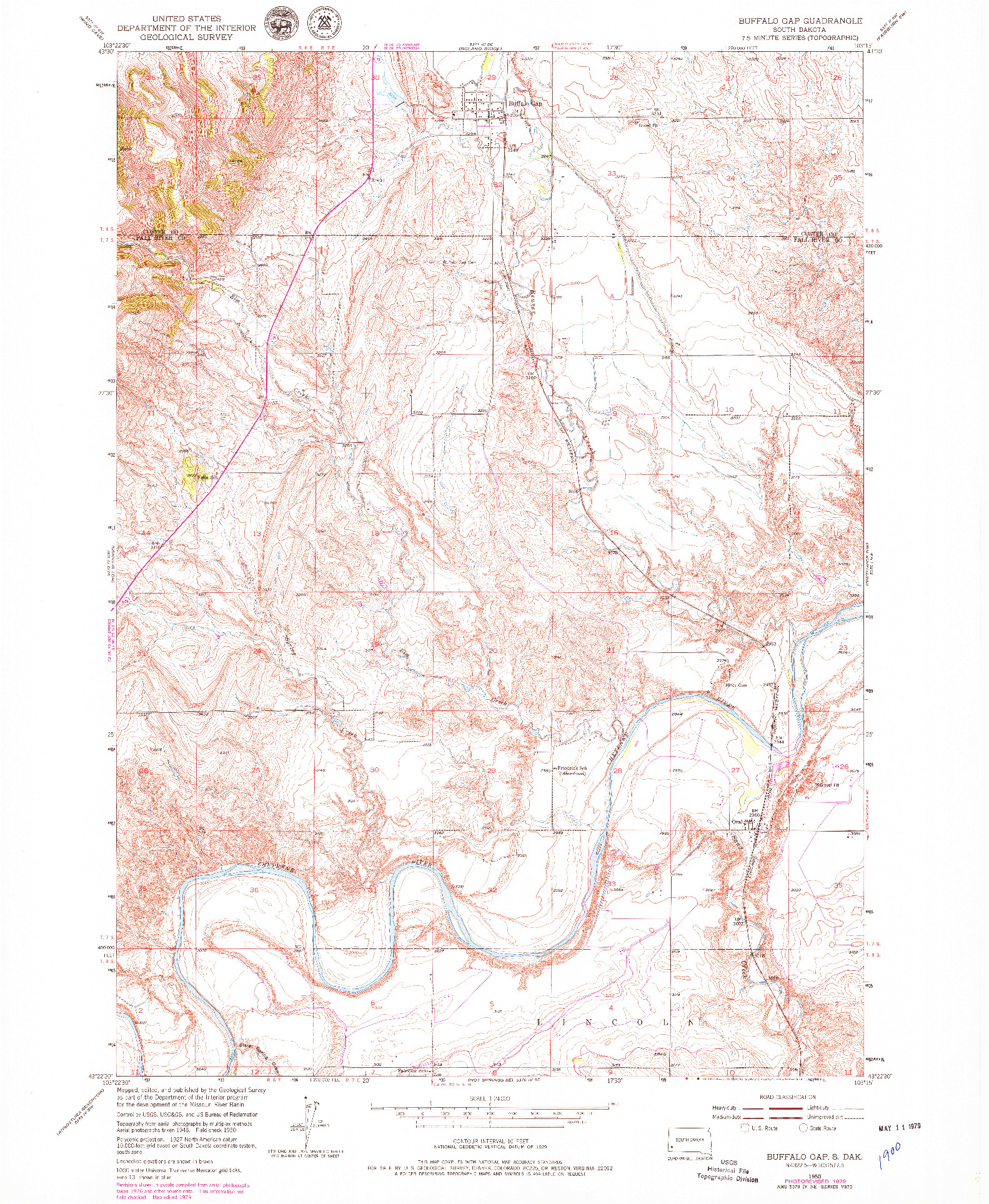 USGS 1:24000-SCALE QUADRANGLE FOR BUFFALO GAP, SD 1950