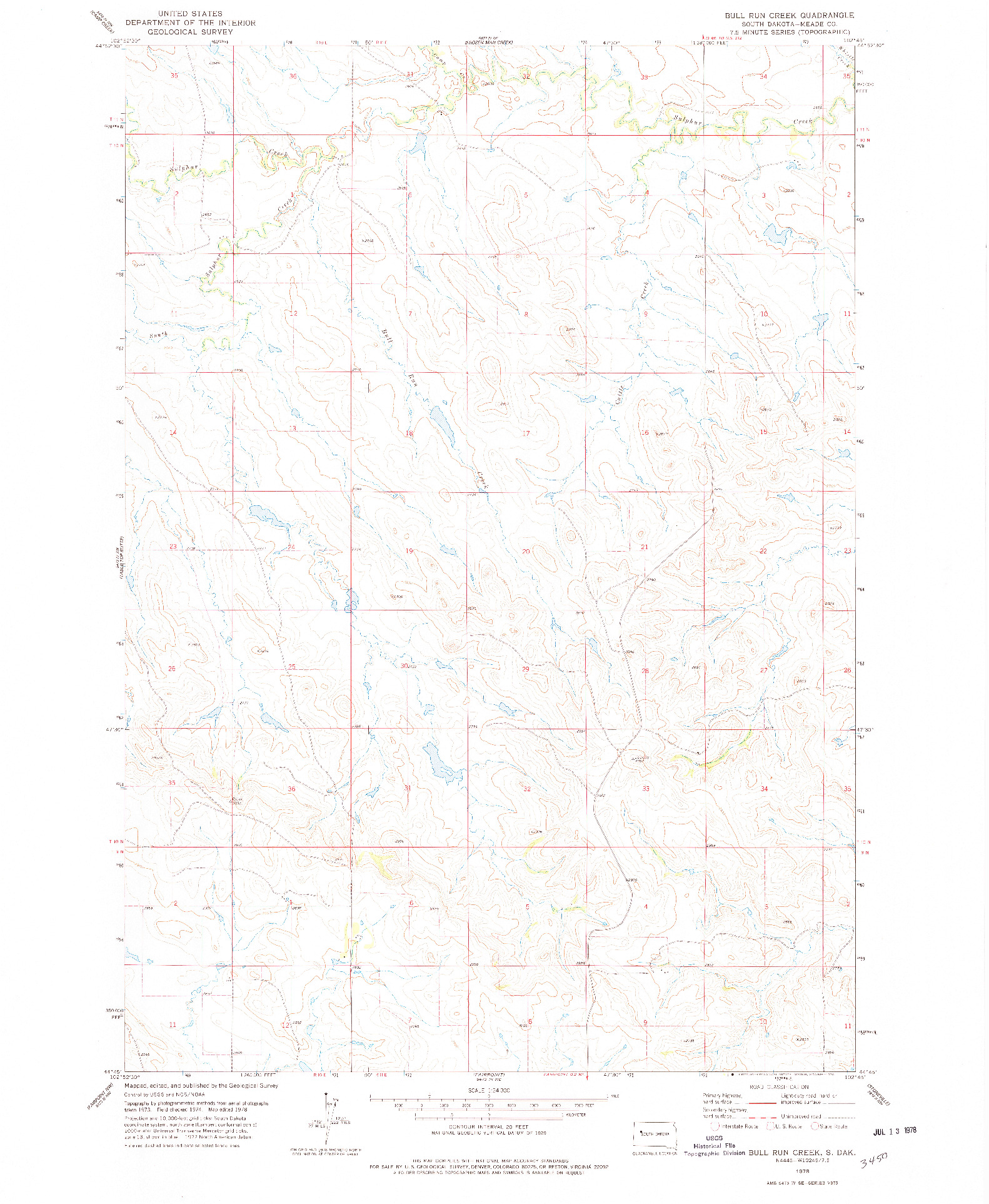 USGS 1:24000-SCALE QUADRANGLE FOR BULL RUN CREEK, SD 1978