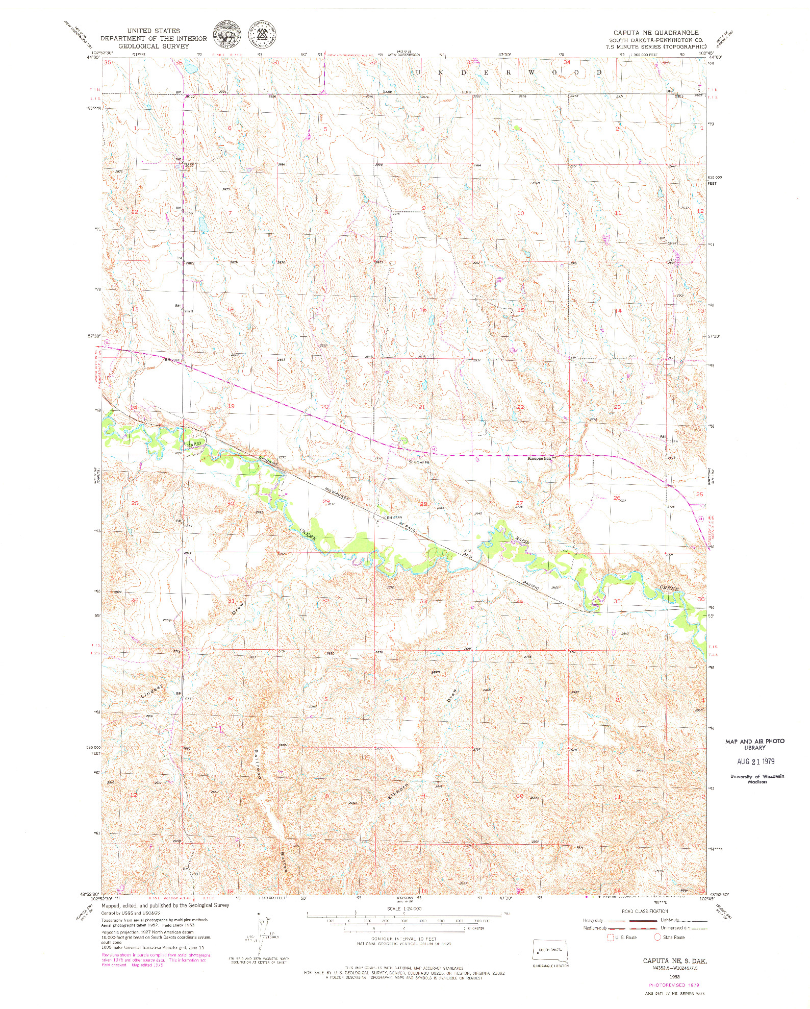 USGS 1:24000-SCALE QUADRANGLE FOR CAPUTA NE, SD 1953