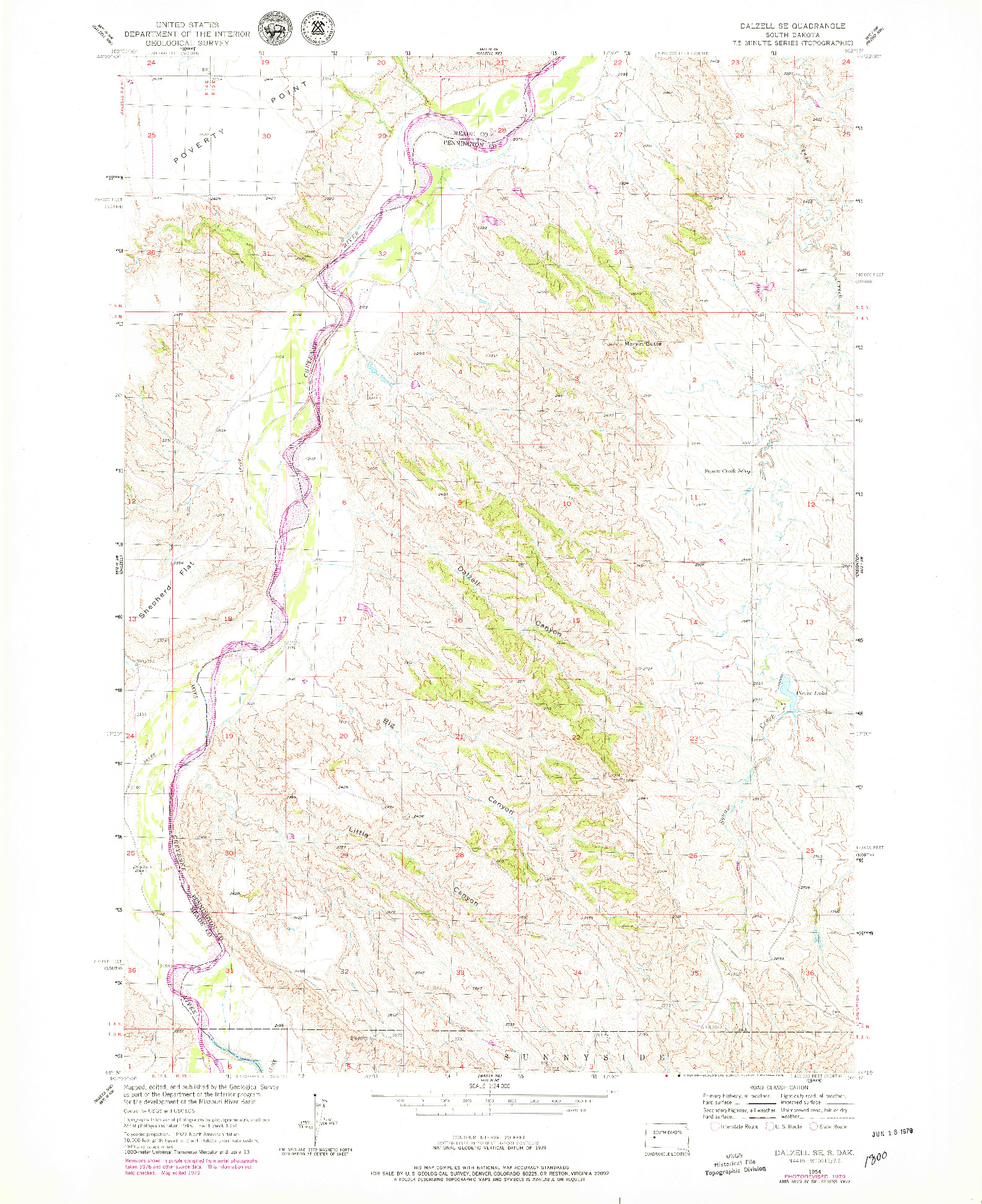USGS 1:24000-SCALE QUADRANGLE FOR DALZELL SE, SD 1954