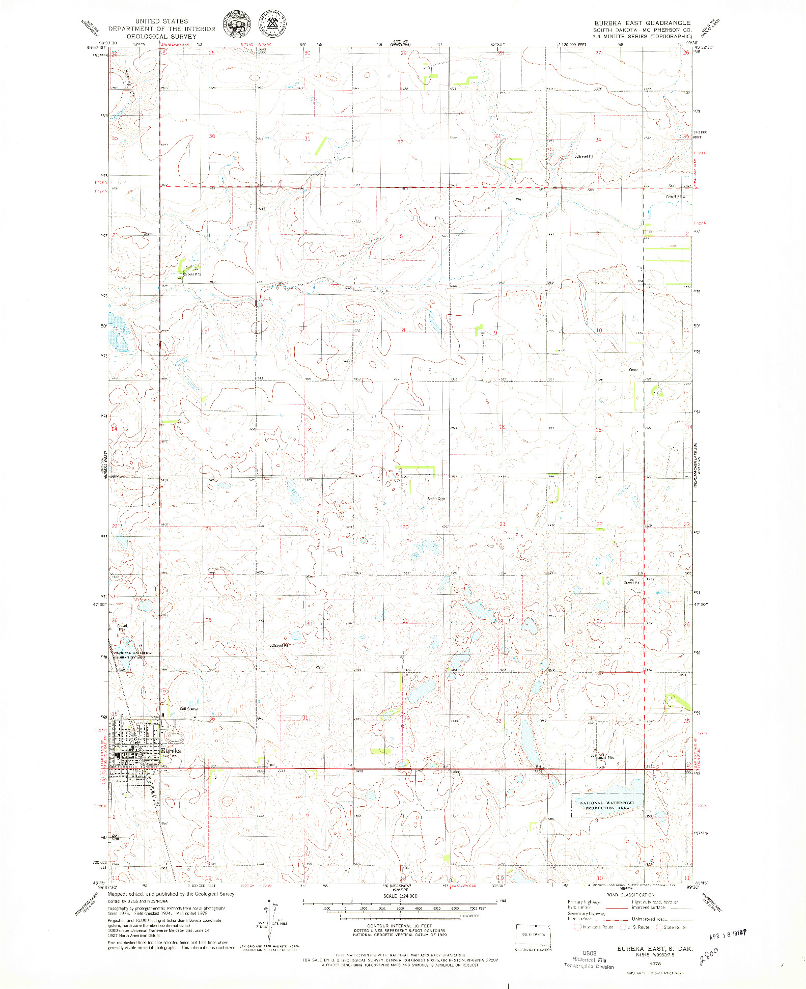 USGS 1:24000-SCALE QUADRANGLE FOR EUREKA EAST, SD 1978