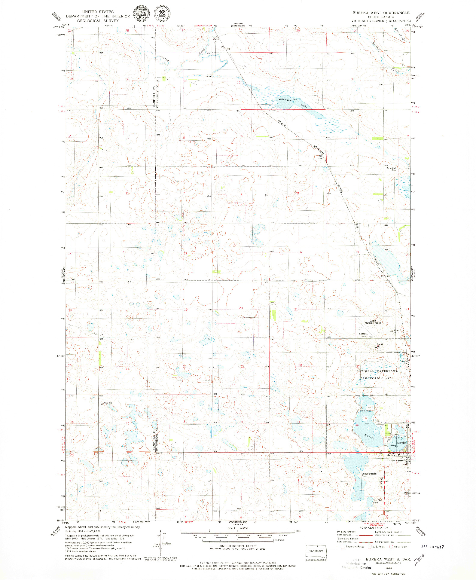 USGS 1:24000-SCALE QUADRANGLE FOR EUREKA WEST, SD 1978