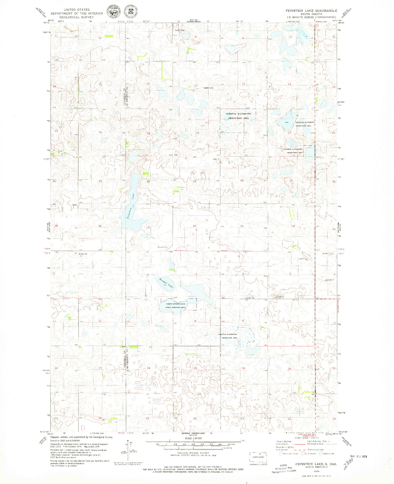 USGS 1:24000-SCALE QUADRANGLE FOR FEINSTEIN LAKE, SD 1978