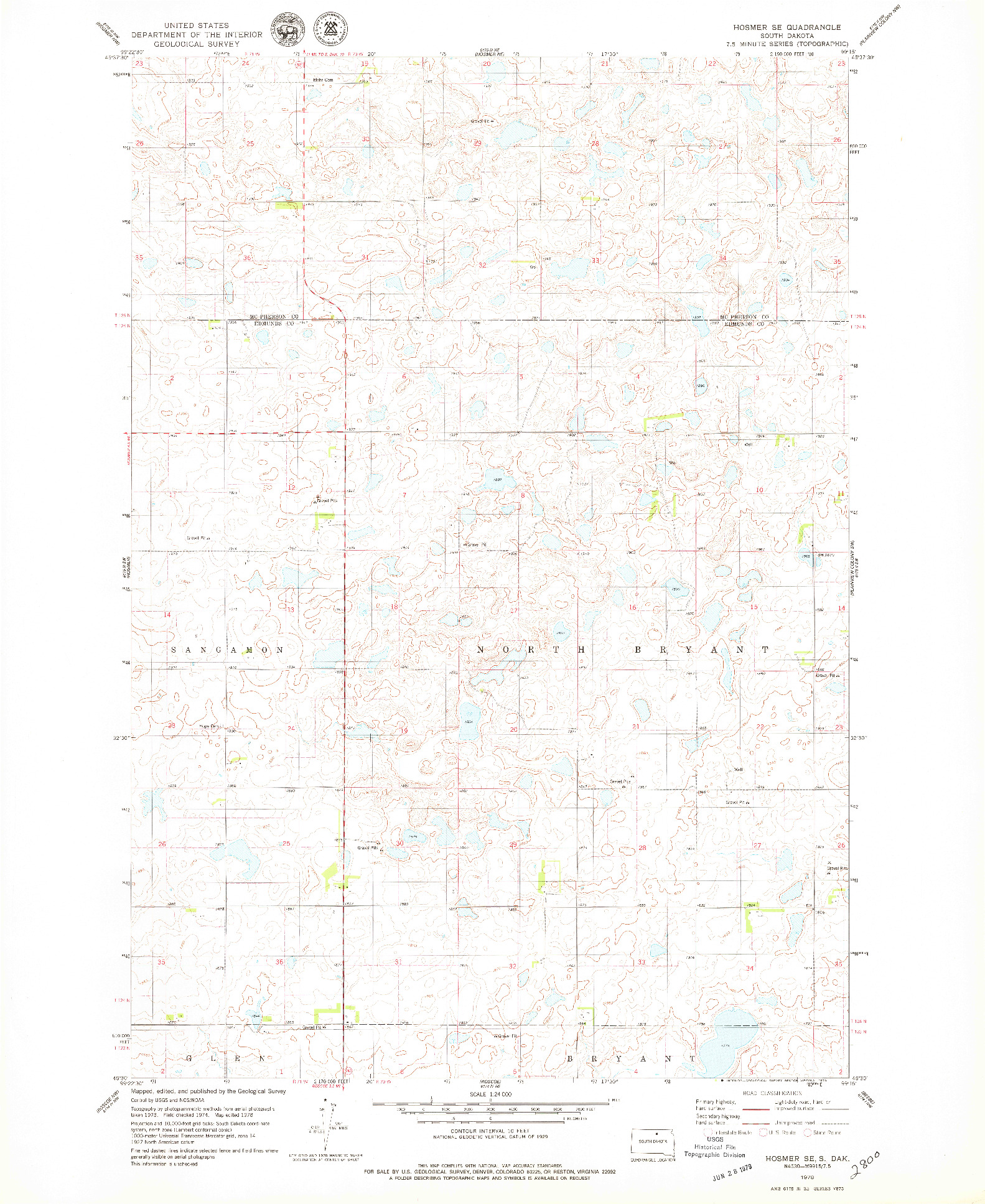 USGS 1:24000-SCALE QUADRANGLE FOR HOSMER SE, SD 1978