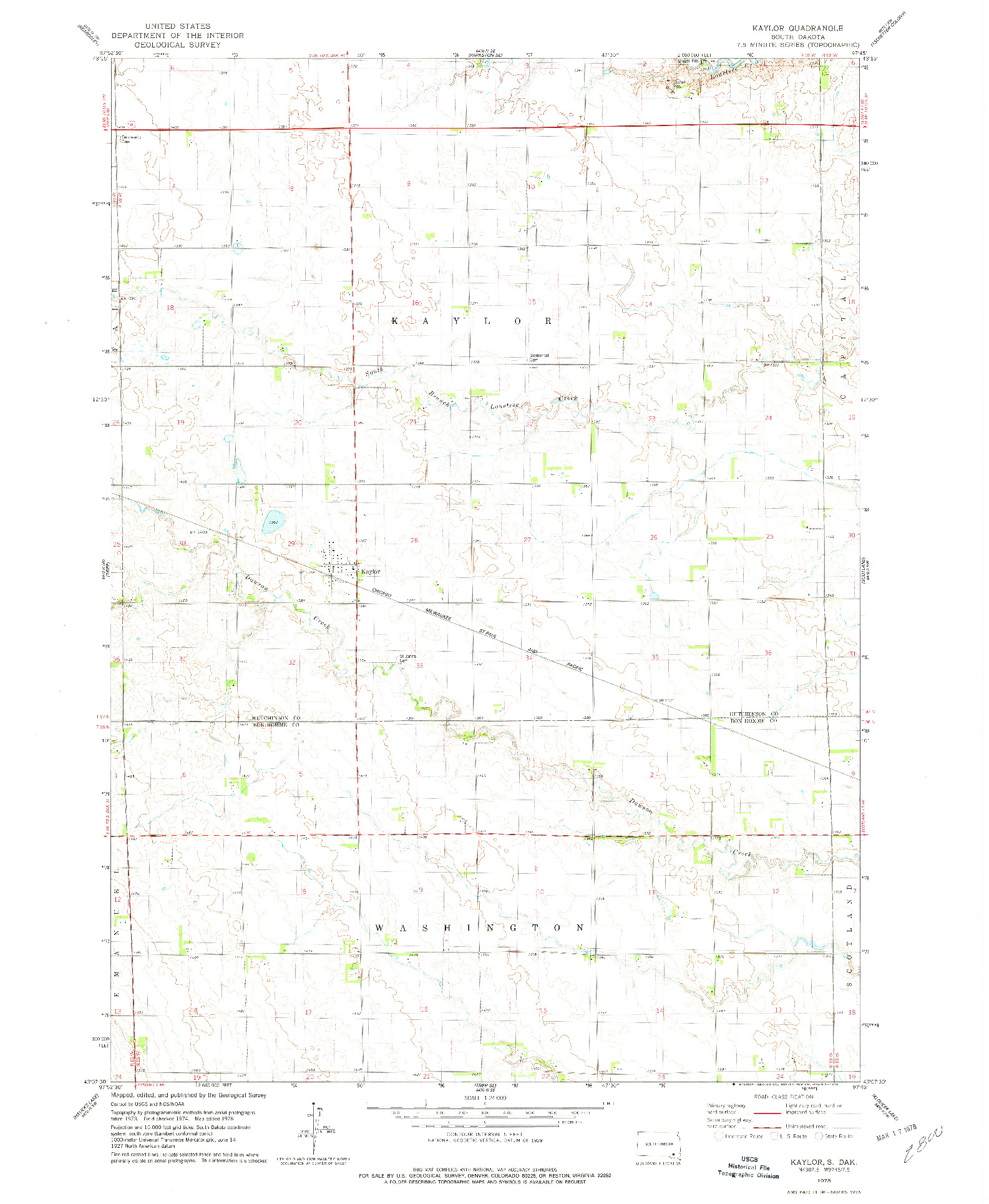 USGS 1:24000-SCALE QUADRANGLE FOR KAYLOR, SD 1978