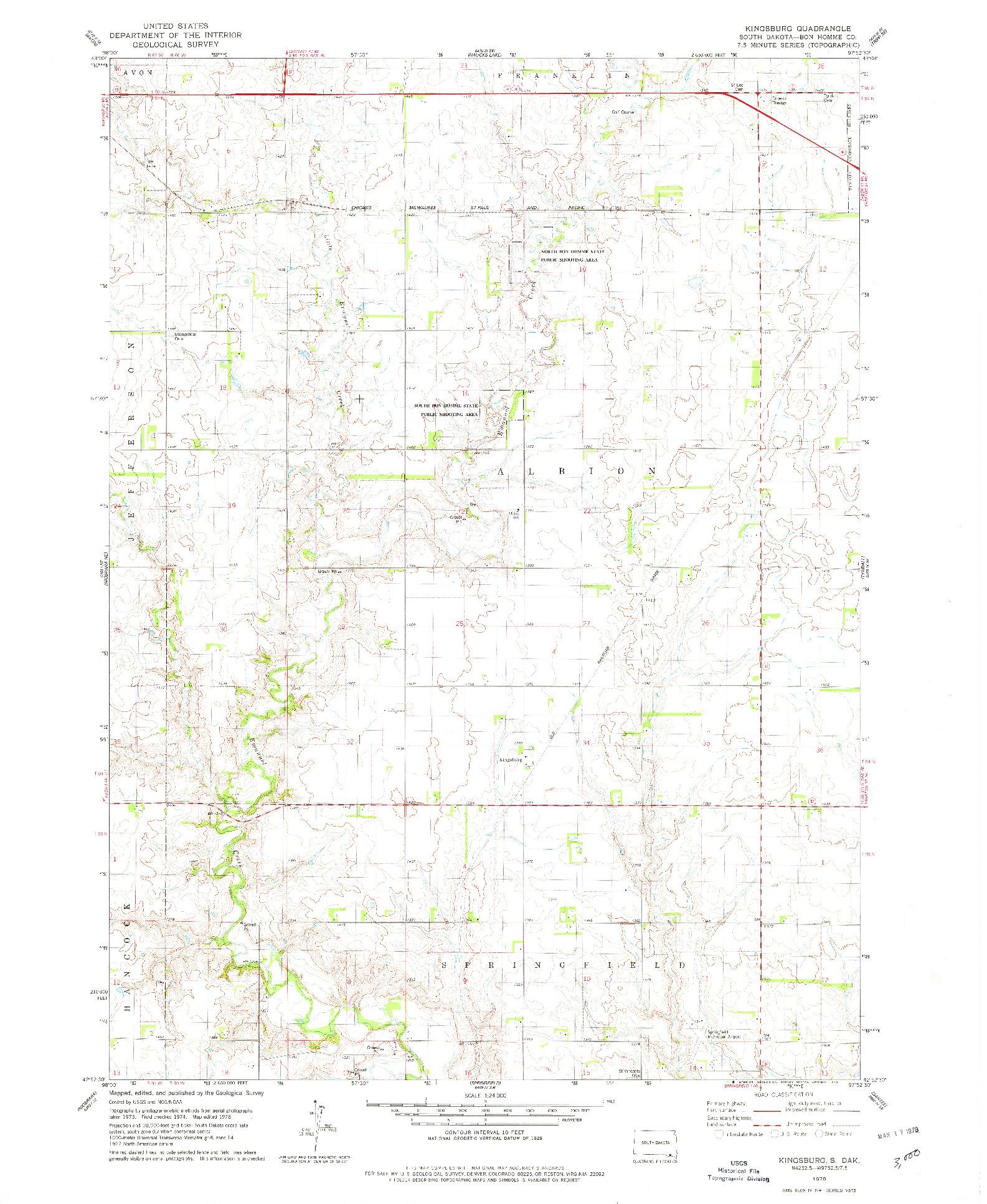 USGS 1:24000-SCALE QUADRANGLE FOR KINGSBURG, SD 1978