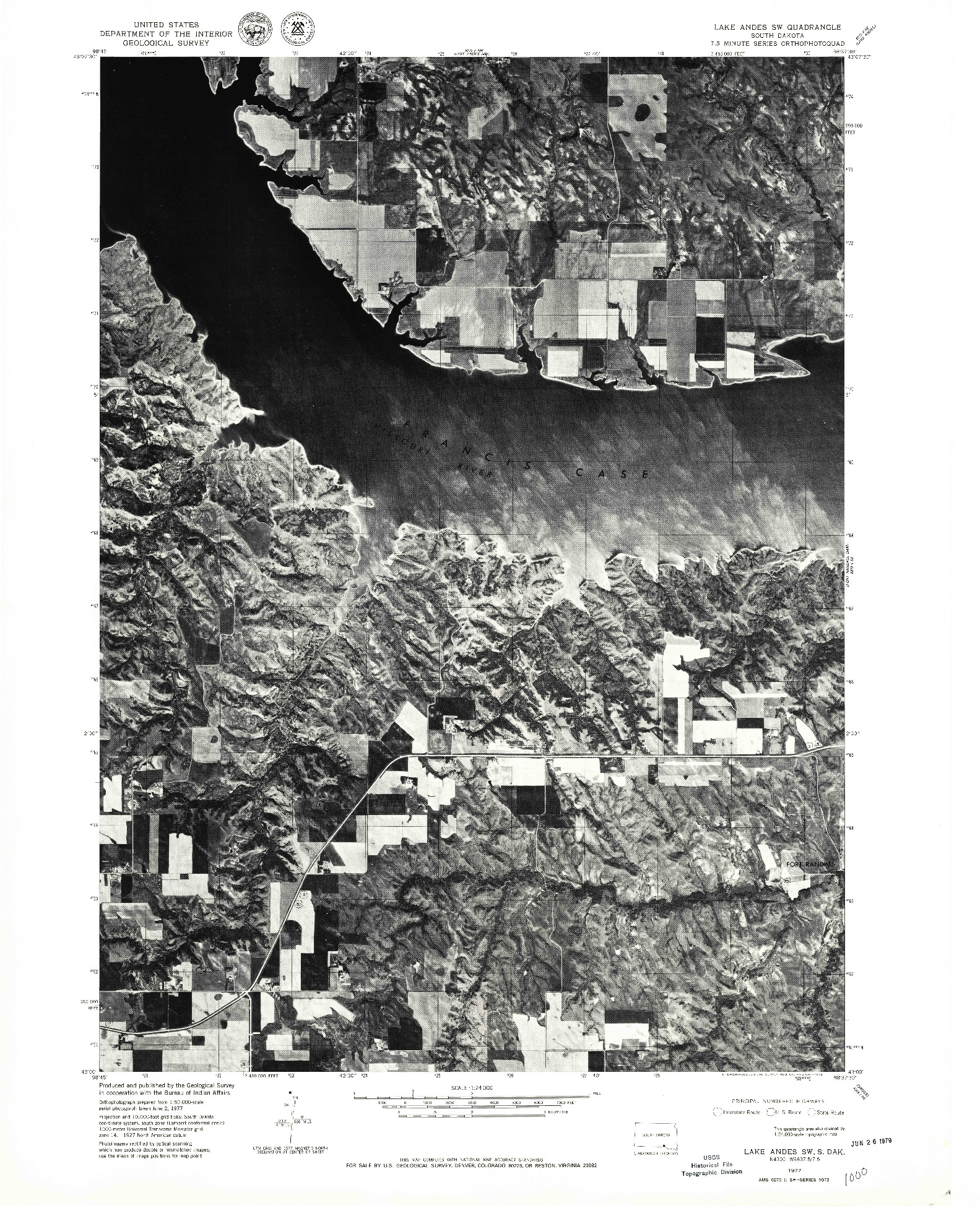 USGS 1:24000-SCALE QUADRANGLE FOR LAKE ANDES SW, SD 1977