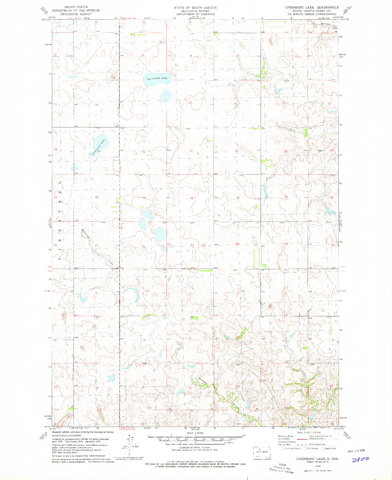 USGS 1:24000-SCALE QUADRANGLE FOR LIVERMANT LAKE, SD 1978