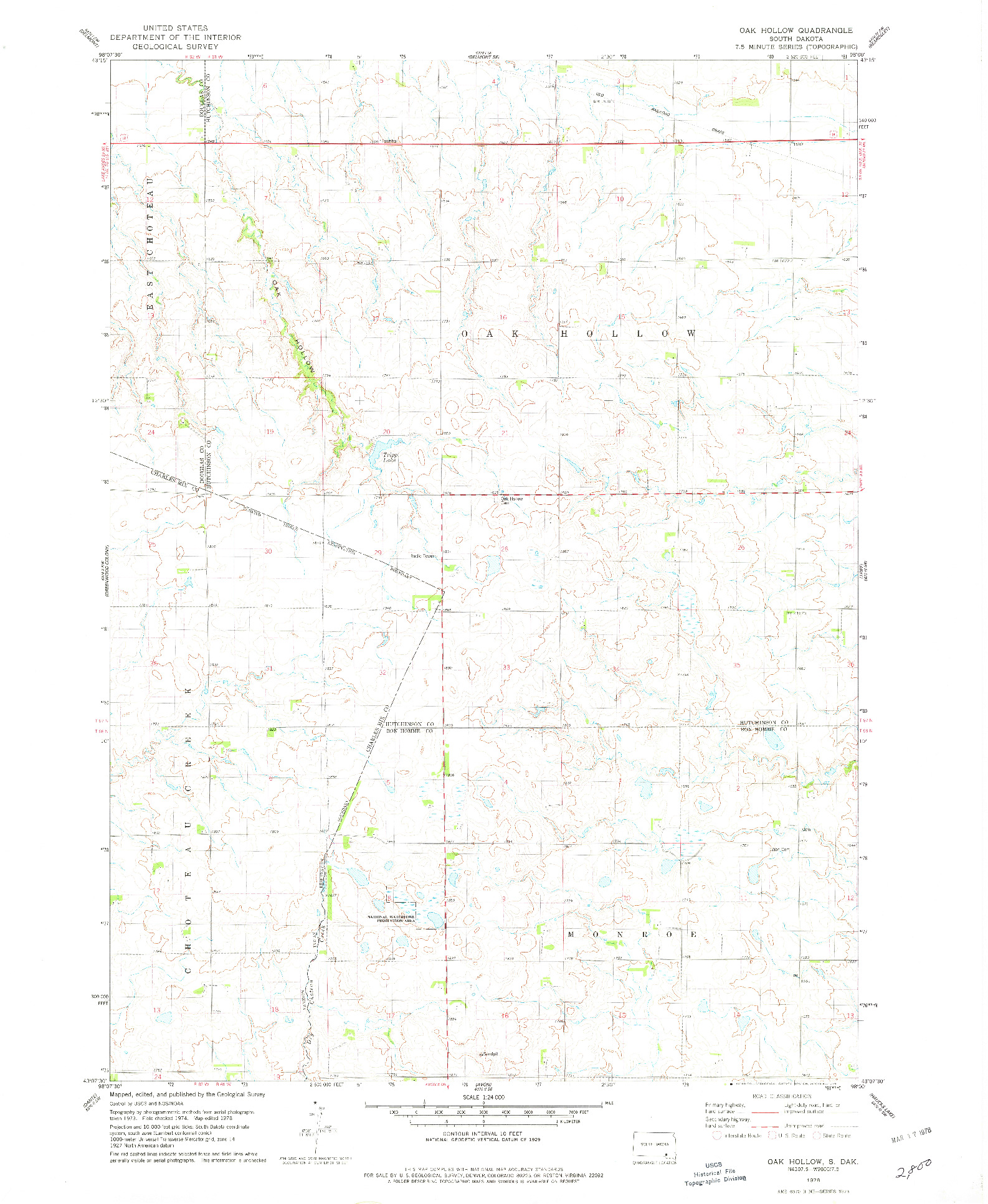 USGS 1:24000-SCALE QUADRANGLE FOR OAK HOLLOW, SD 1978