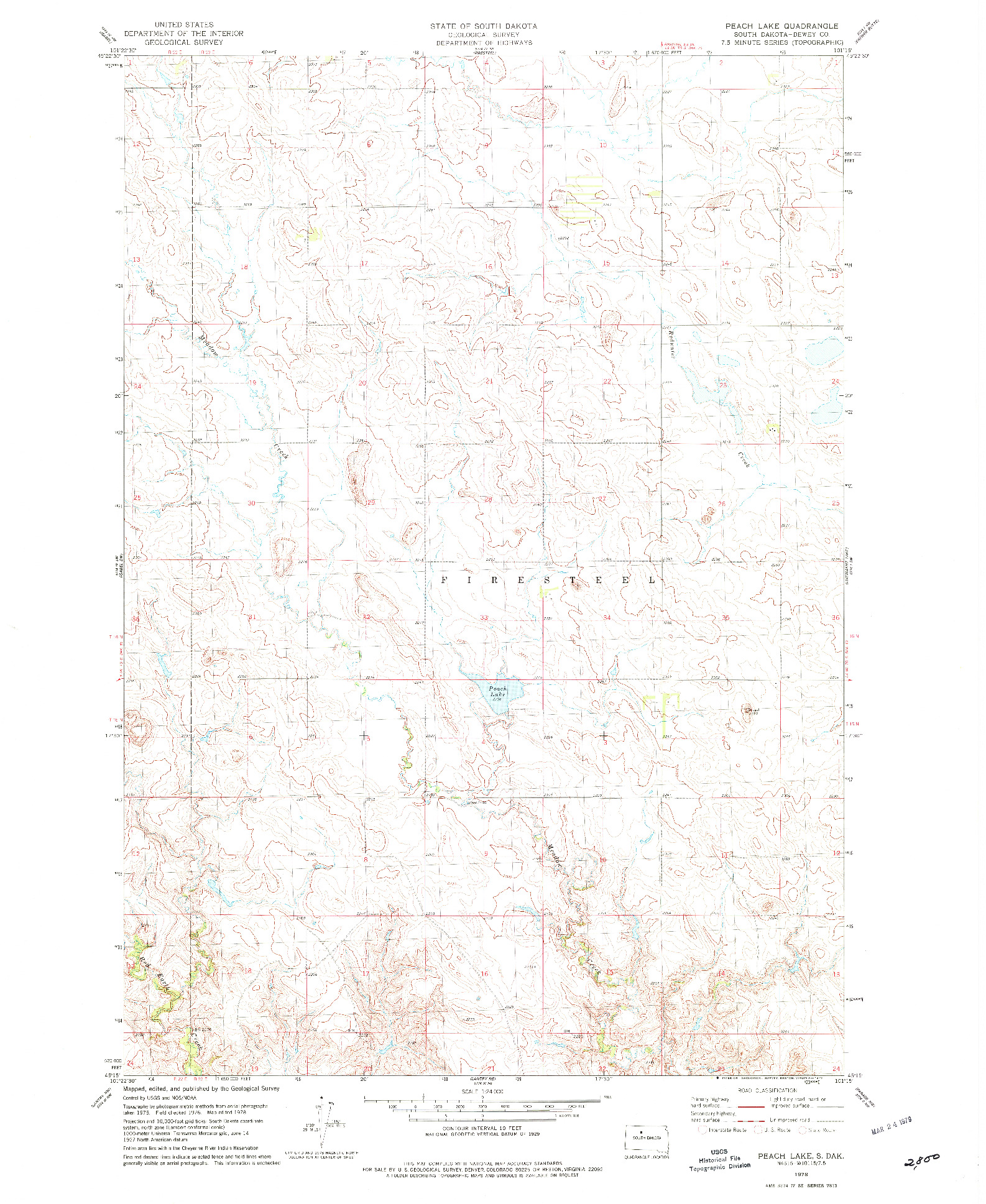 USGS 1:24000-SCALE QUADRANGLE FOR PEACH LAKE, SD 1978