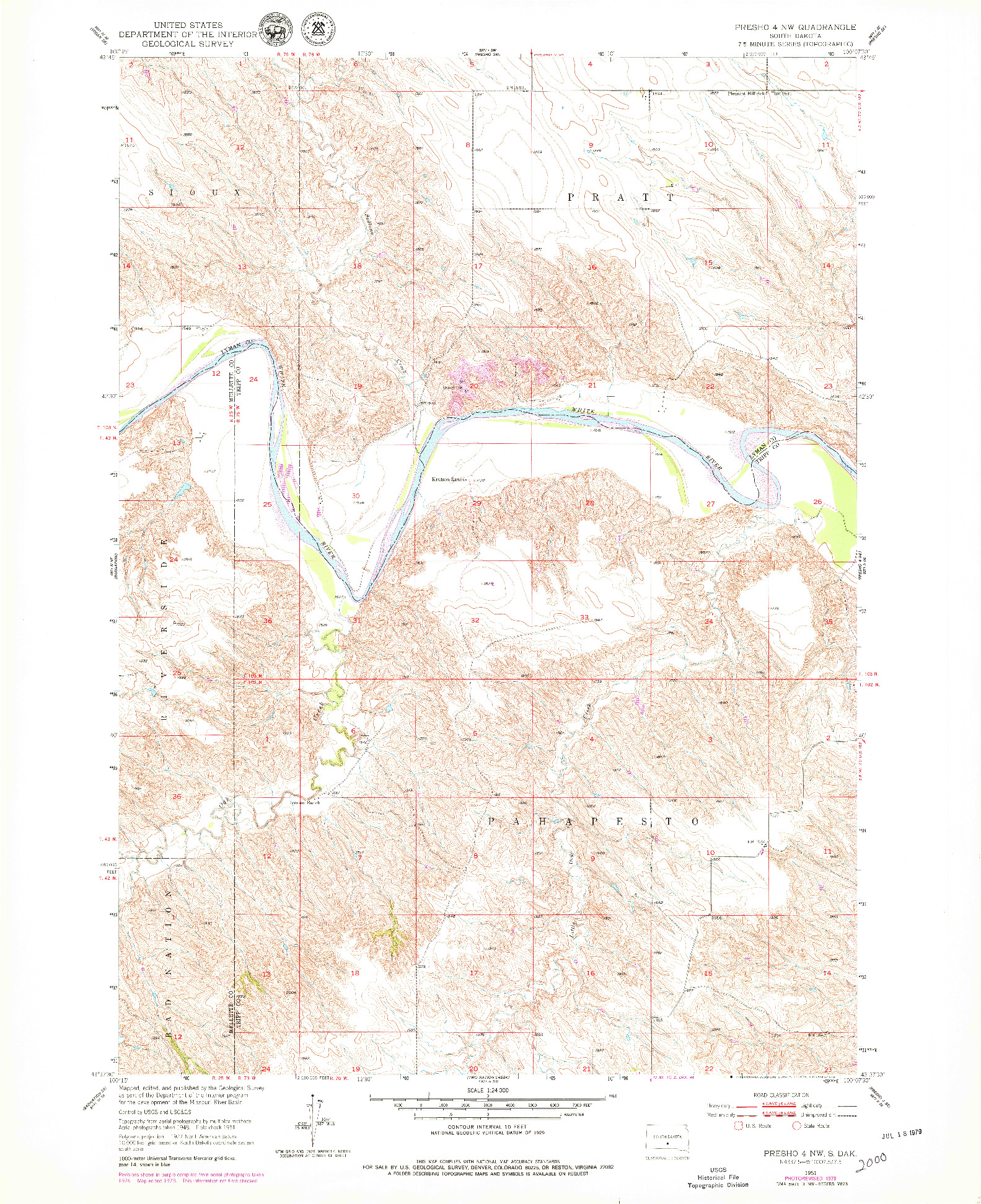 USGS 1:24000-SCALE QUADRANGLE FOR PRESHO 4 NW, SD 1951