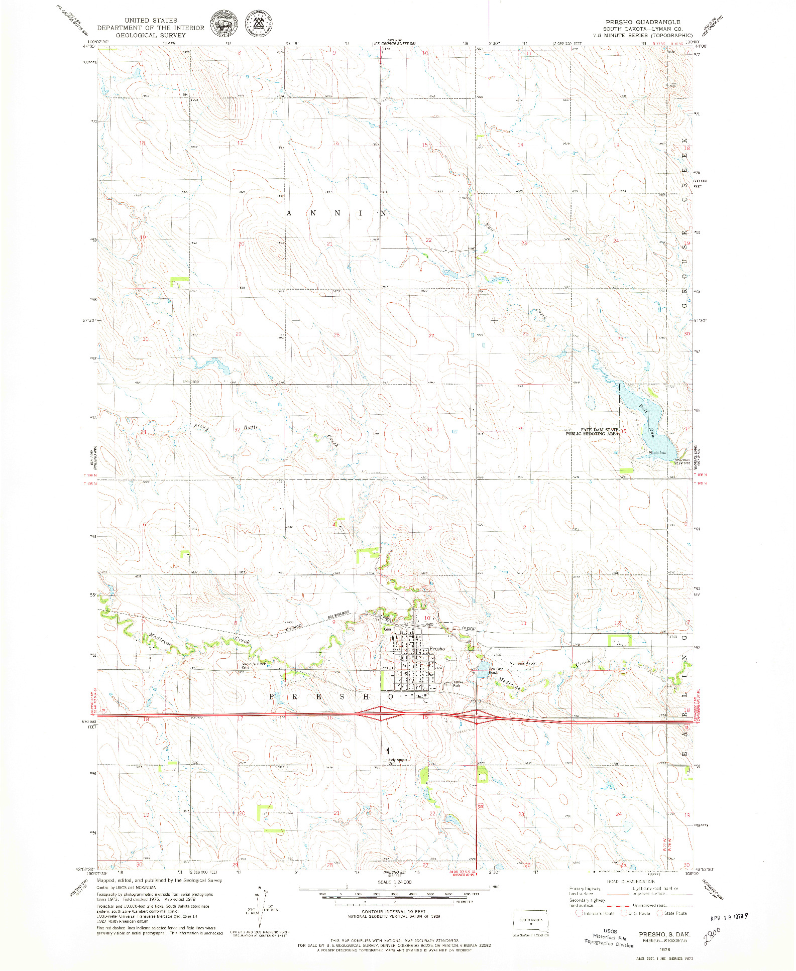 USGS 1:24000-SCALE QUADRANGLE FOR PRESHO, SD 1978