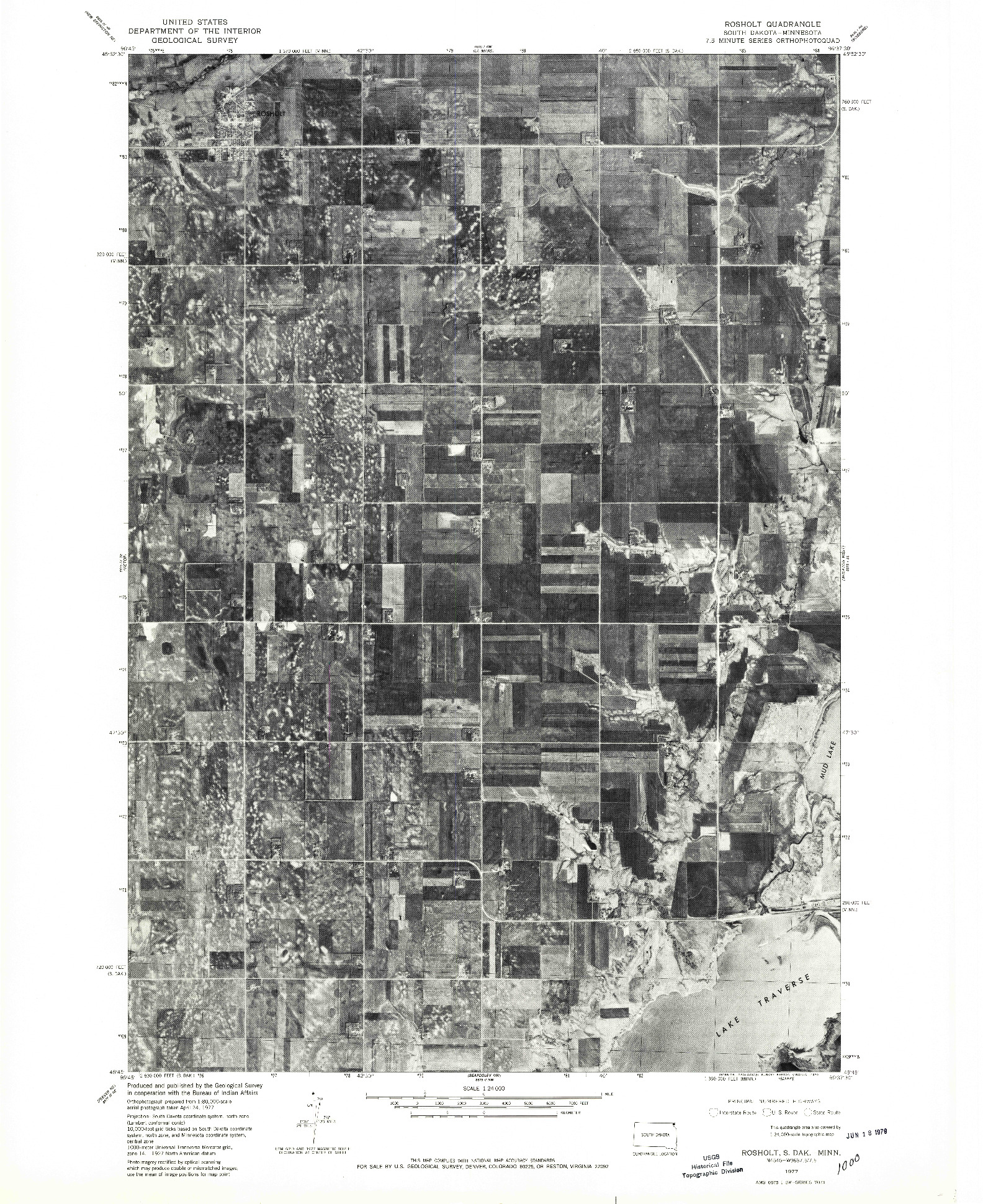 USGS 1:24000-SCALE QUADRANGLE FOR ROSHOLT, SD 1977