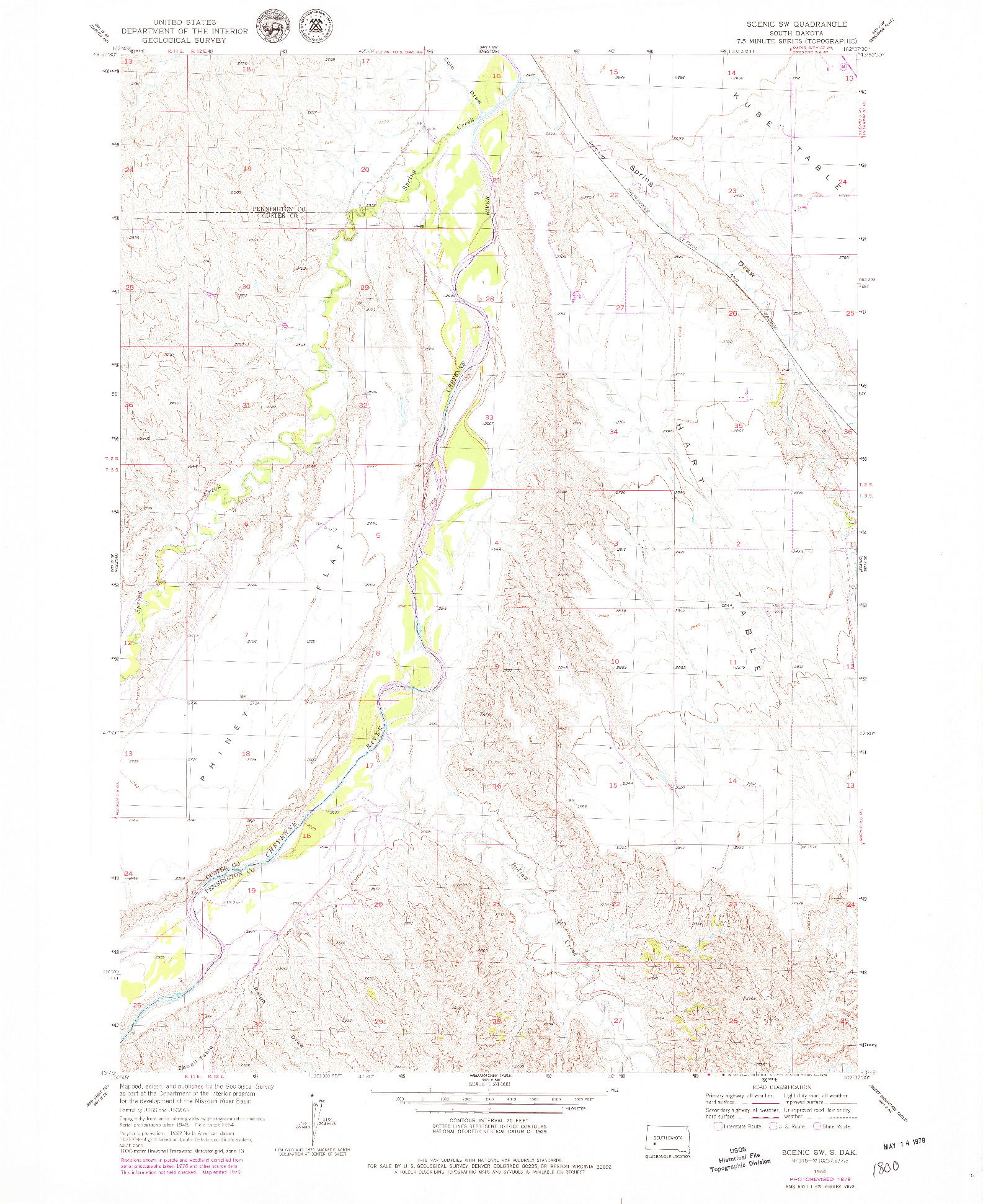 USGS 1:24000-SCALE QUADRANGLE FOR SCENIC SW, SD 1954