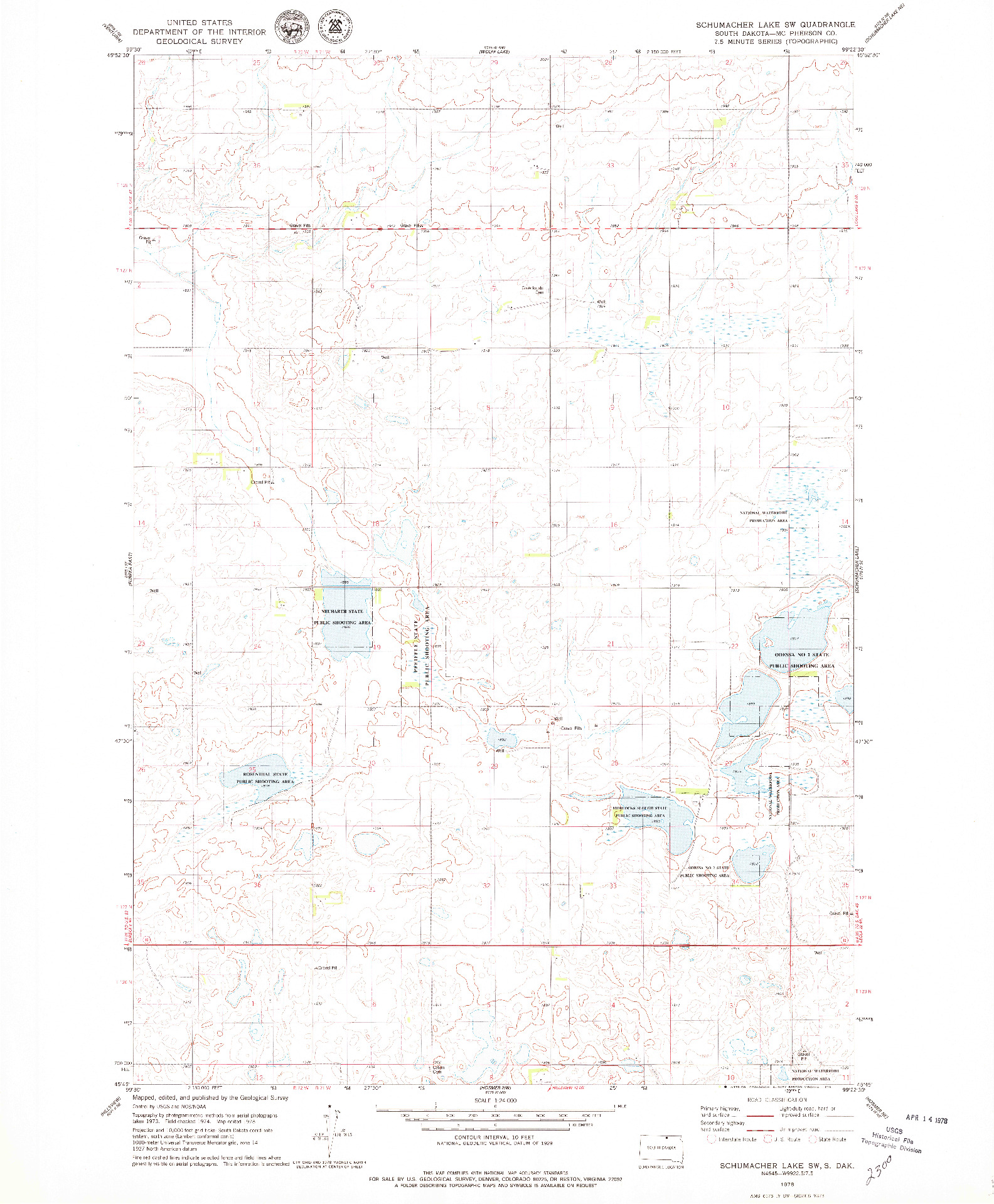 USGS 1:24000-SCALE QUADRANGLE FOR SCHUMACHER LAKE SW, SD 1978