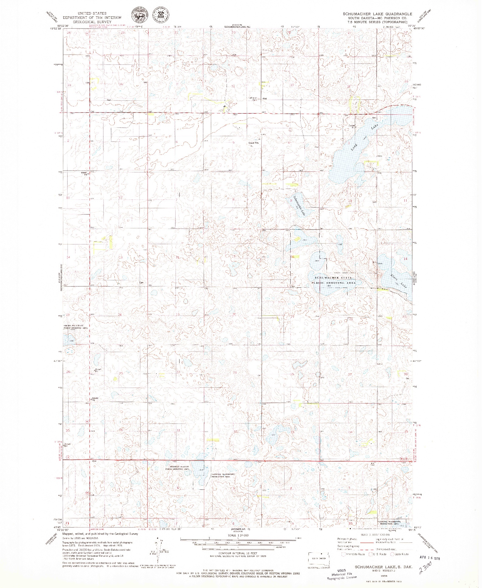 USGS 1:24000-SCALE QUADRANGLE FOR SCHUMACHER LAKE, SD 1978