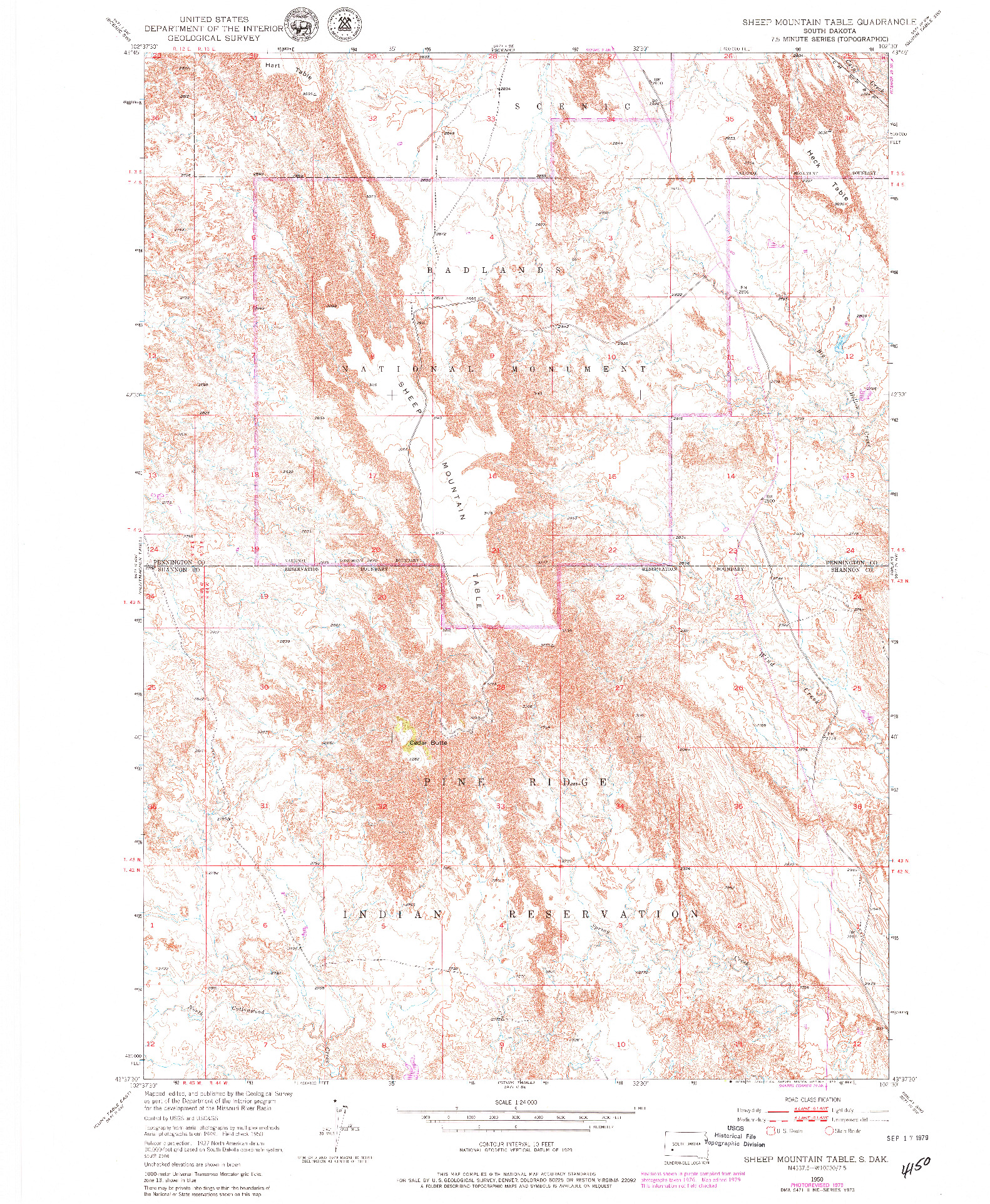 USGS 1:24000-SCALE QUADRANGLE FOR SHEEP MOUNTAIN TABLE, SD 1950