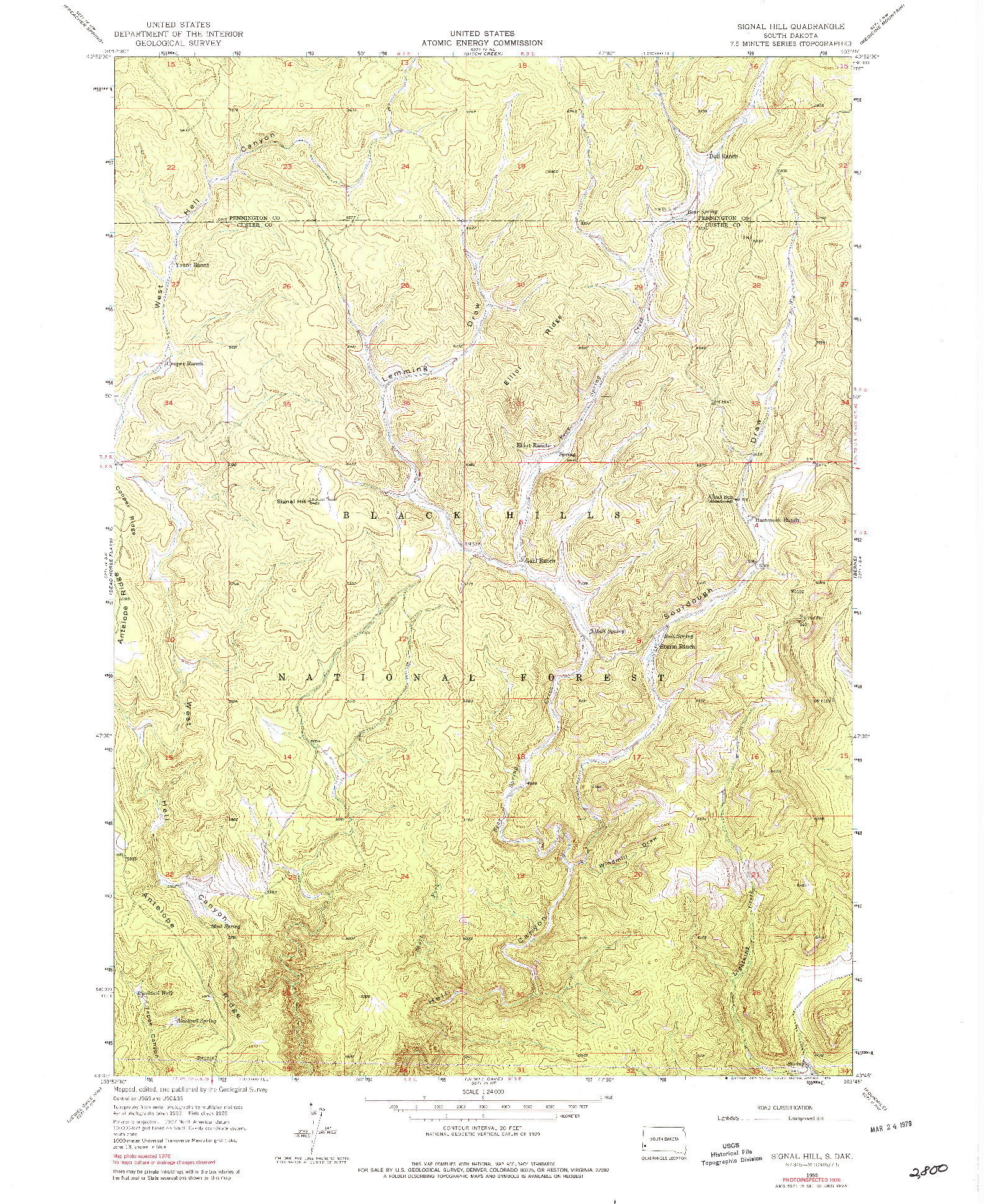 USGS 1:24000-SCALE QUADRANGLE FOR SIGNAL HILL, SD 1955