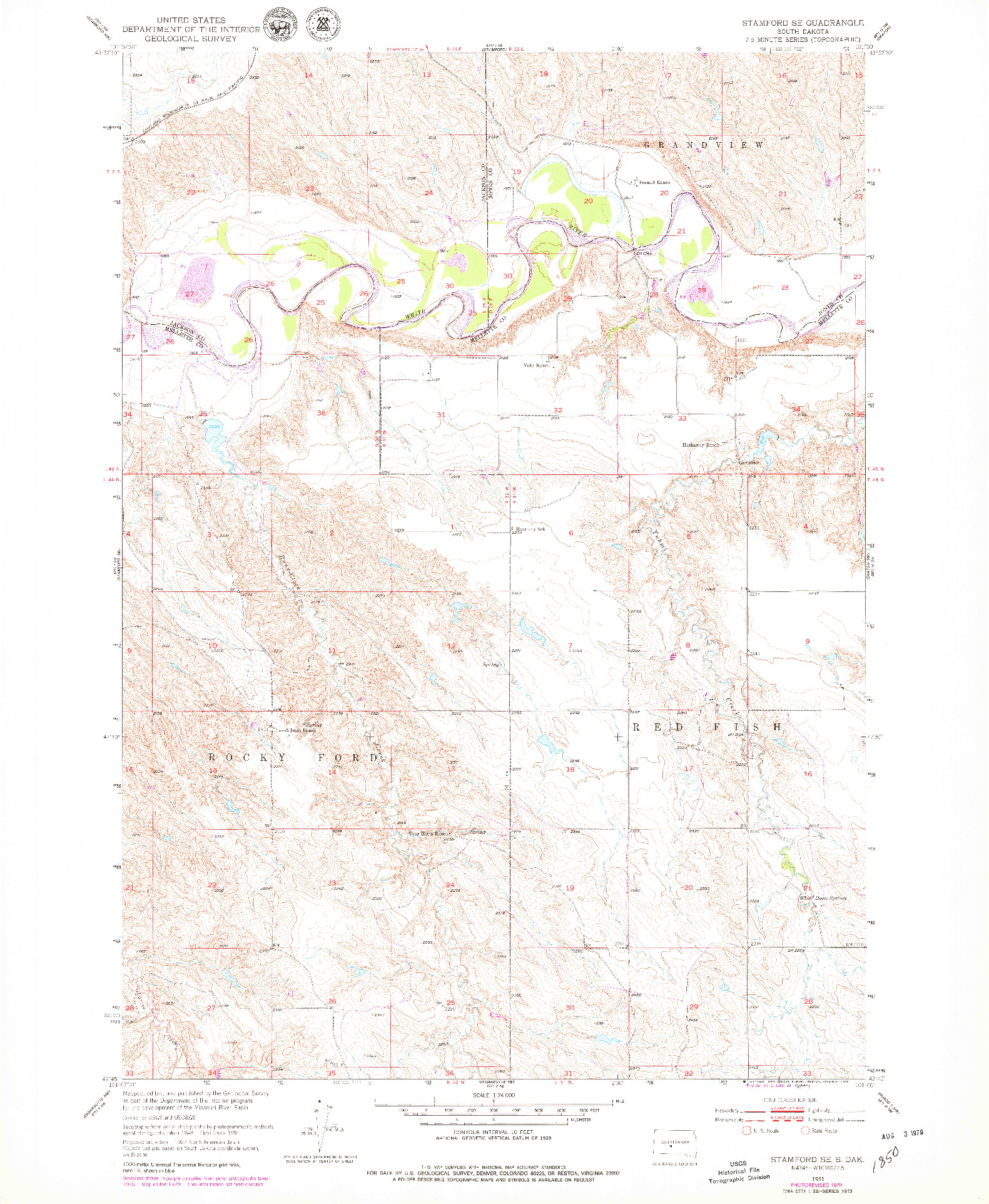 USGS 1:24000-SCALE QUADRANGLE FOR STAMFORD SE, SD 1951
