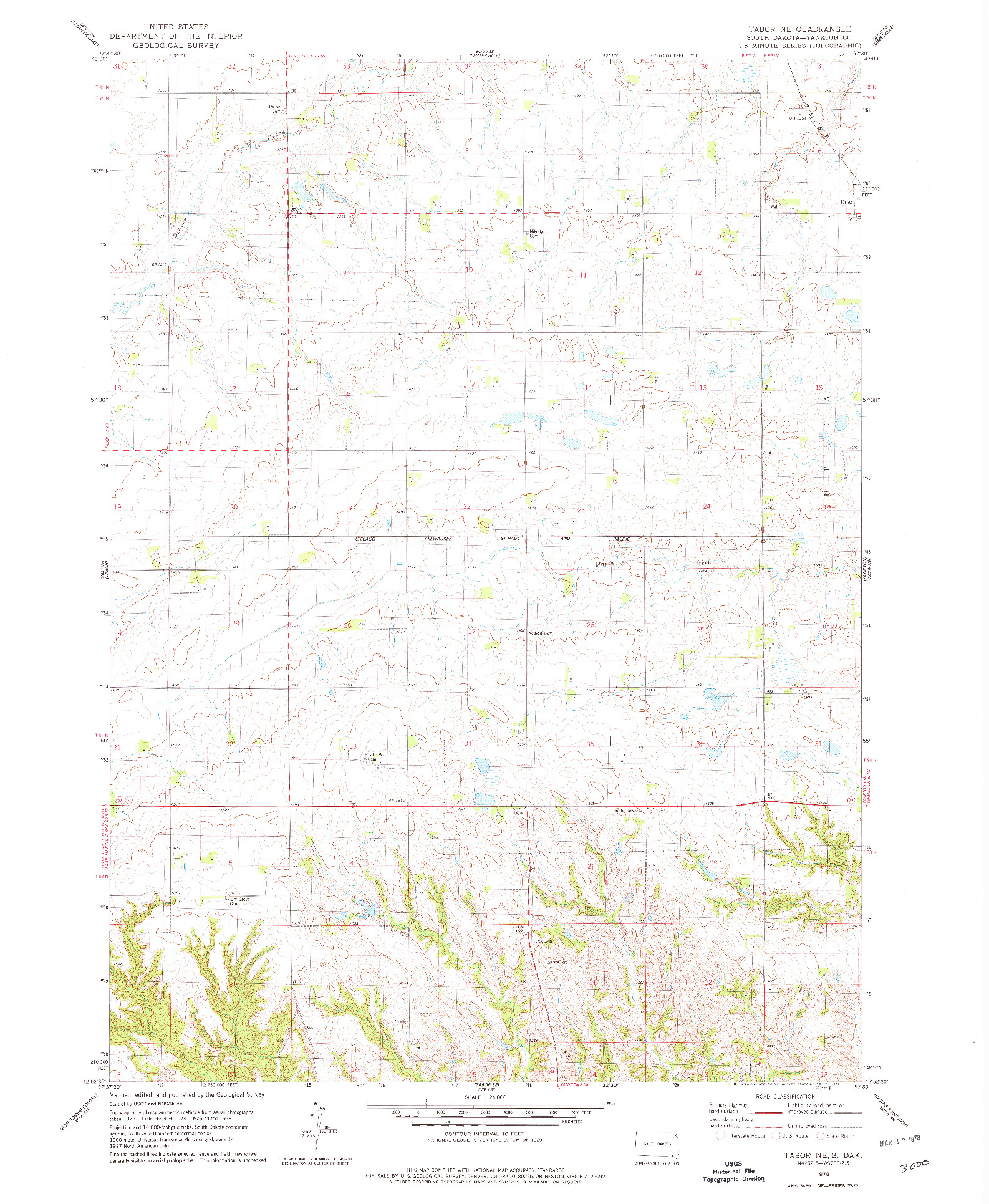 USGS 1:24000-SCALE QUADRANGLE FOR TABOR NE, SD 1978