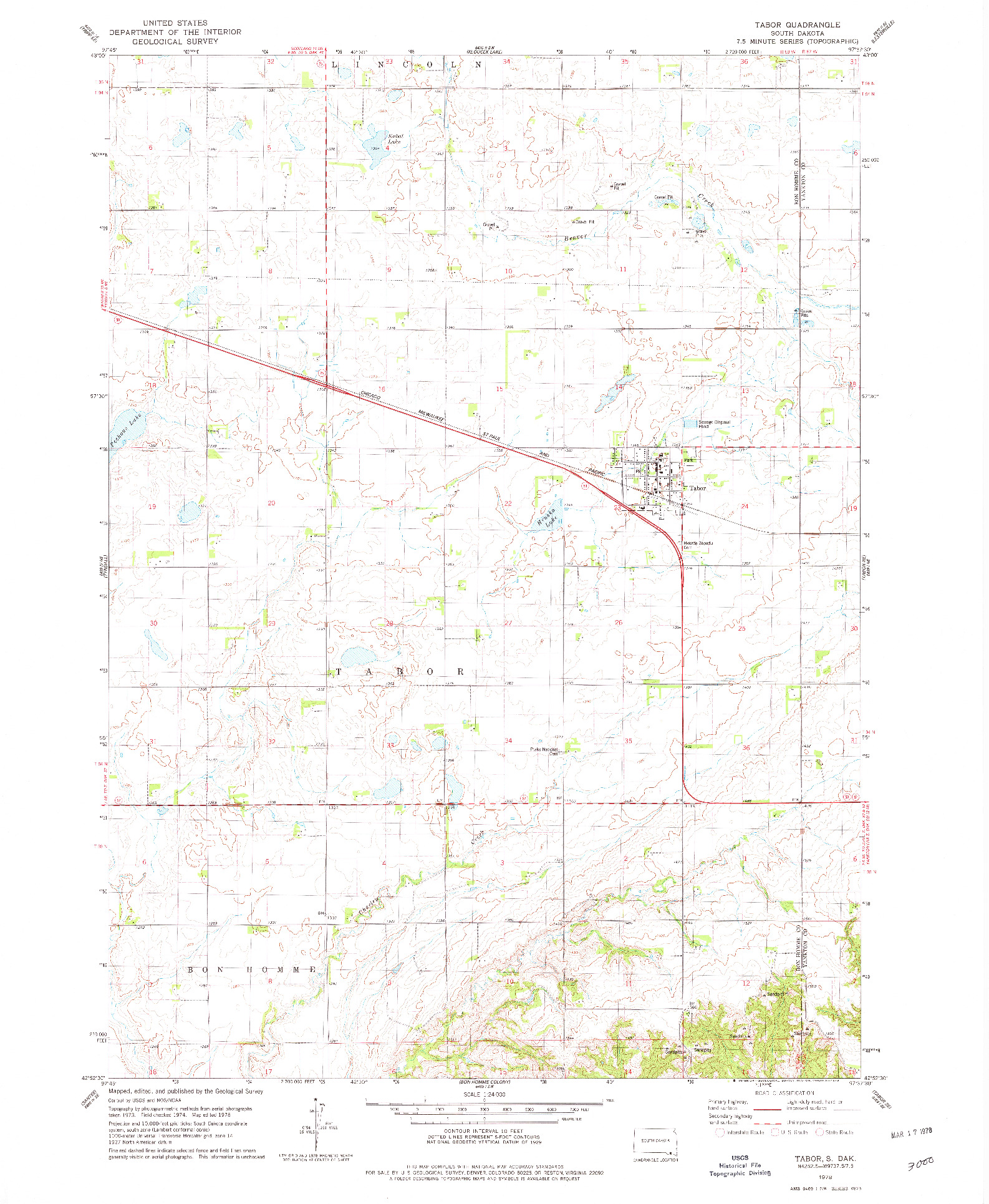 USGS 1:24000-SCALE QUADRANGLE FOR TABOR, SD 1978