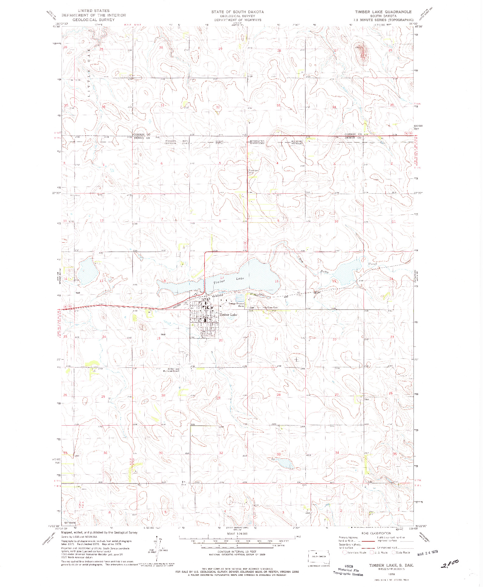 USGS 1:24000-SCALE QUADRANGLE FOR TIMBER LAKE, SD 1978