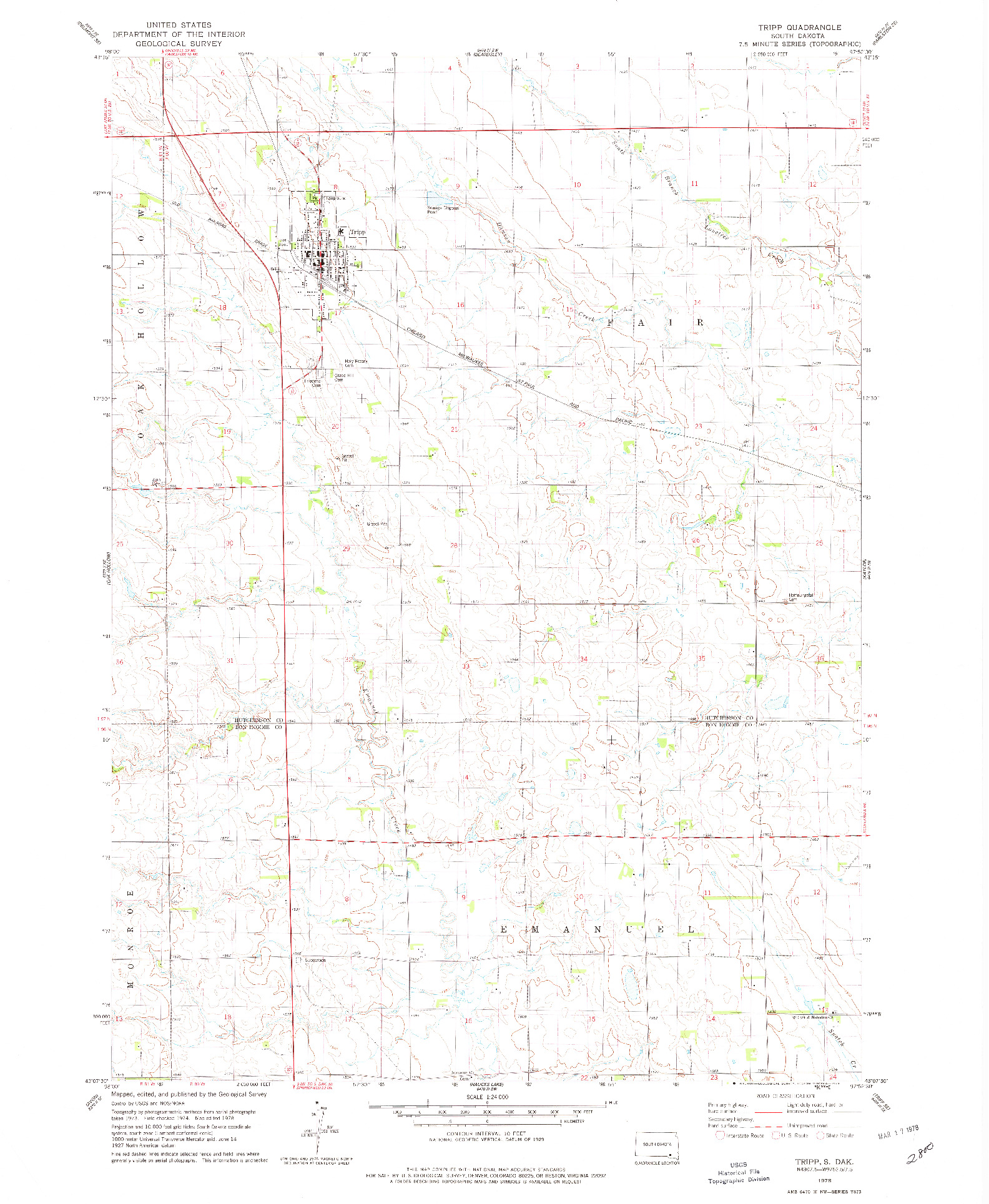 USGS 1:24000-SCALE QUADRANGLE FOR TRIPP, SD 1978