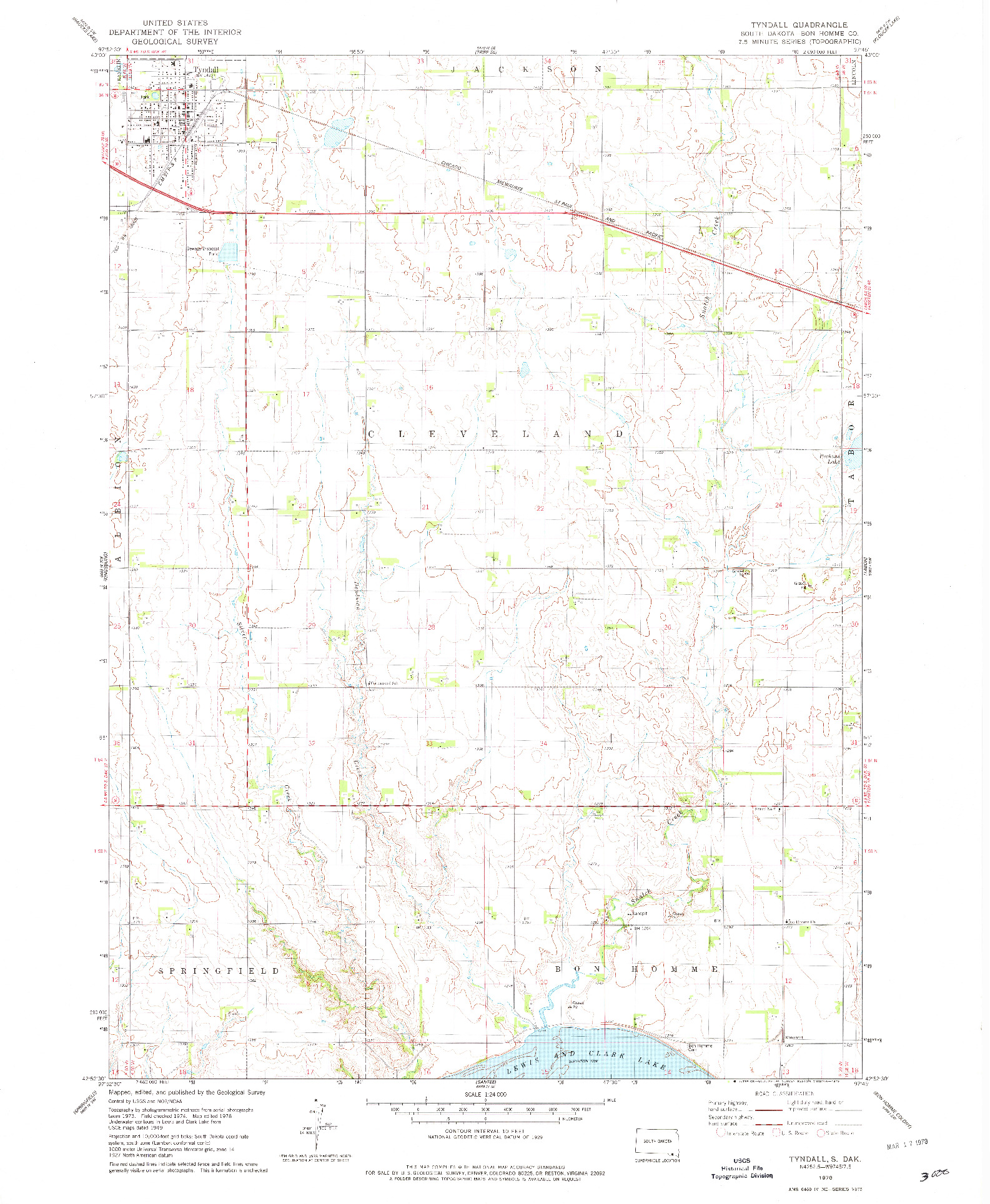 USGS 1:24000-SCALE QUADRANGLE FOR TYNDALL, SD 1978