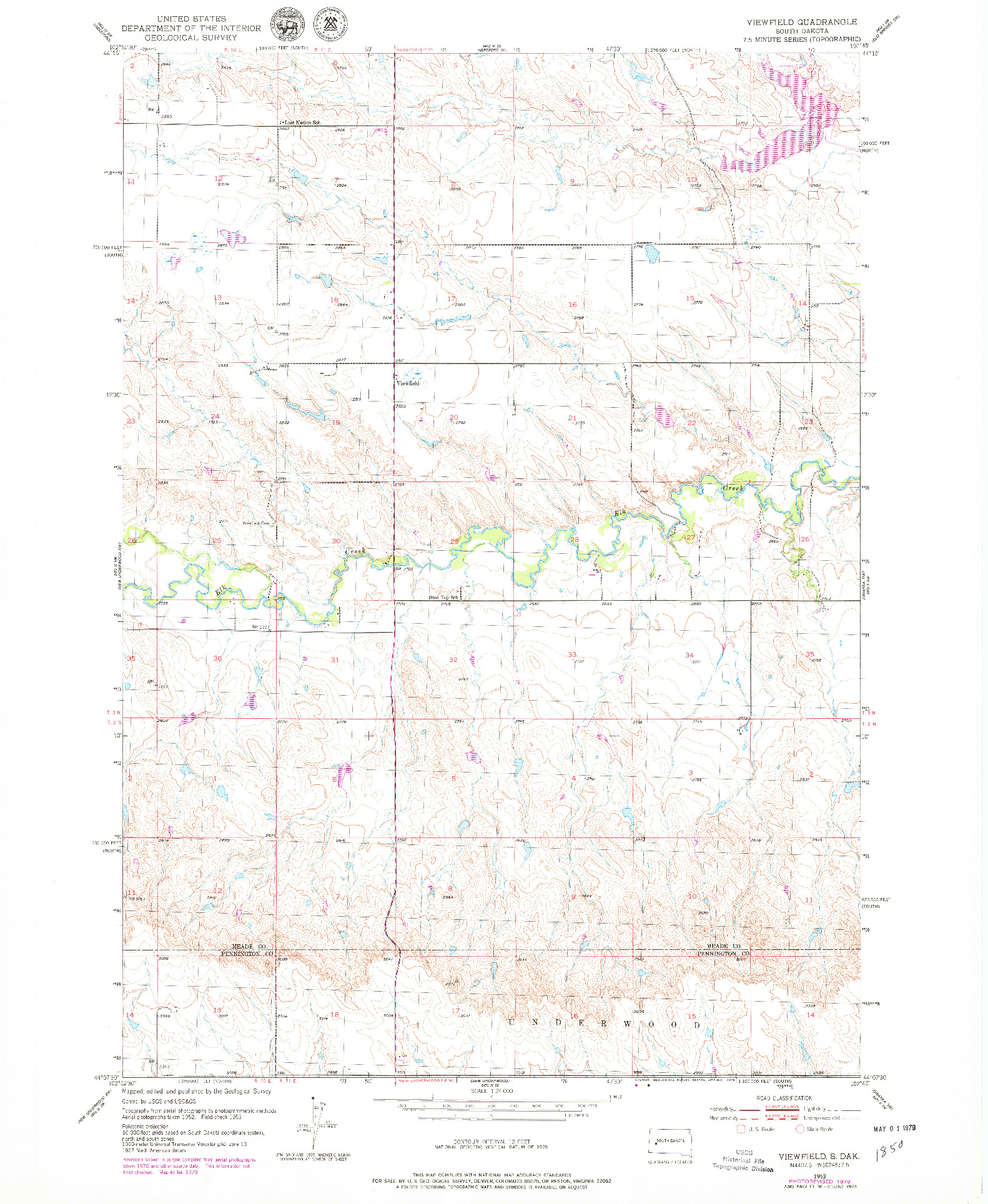USGS 1:24000-SCALE QUADRANGLE FOR VIEWFIELD, SD 1953
