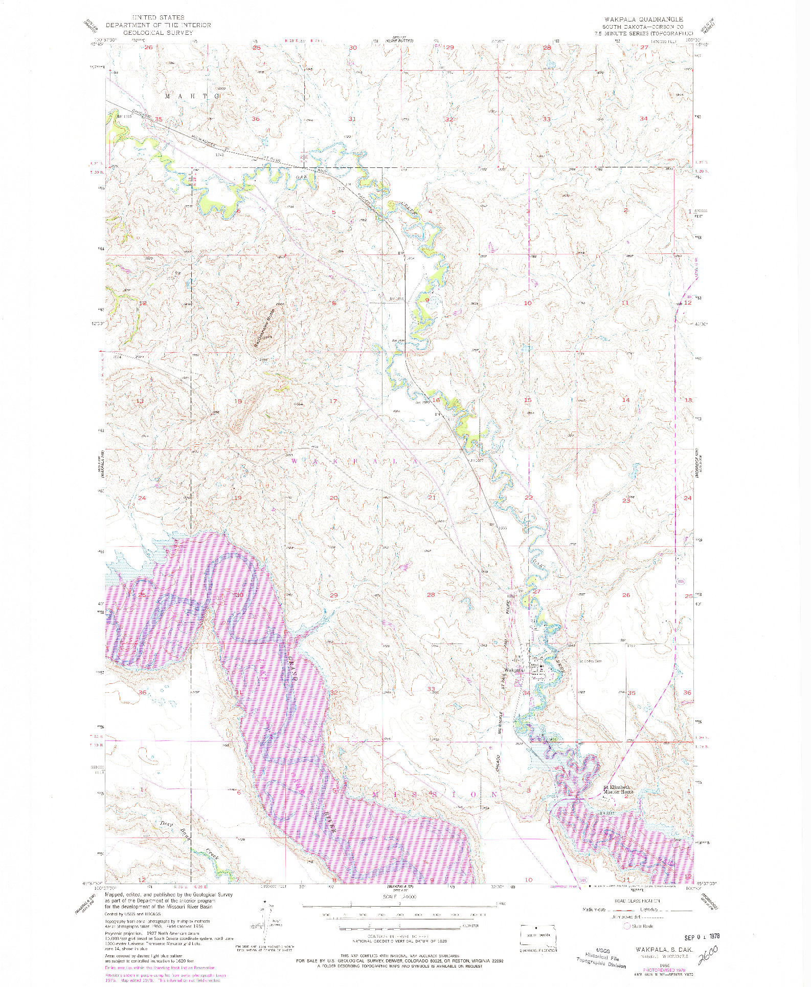 USGS 1:24000-SCALE QUADRANGLE FOR WAKPALA, SD 1956