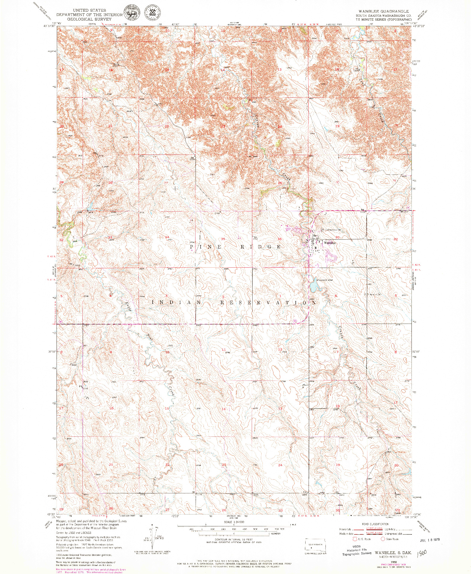 USGS 1:24000-SCALE QUADRANGLE FOR WANBLEE, SD 1950