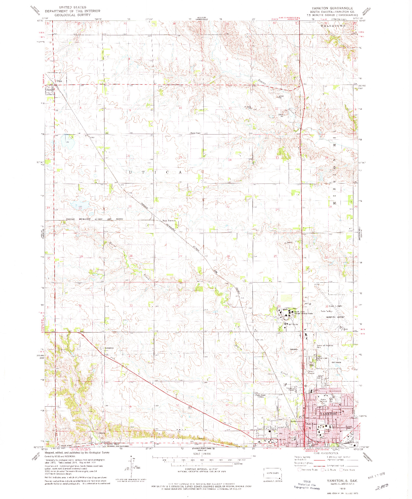 USGS 1:24000-SCALE QUADRANGLE FOR YANKTON, SD 1978
