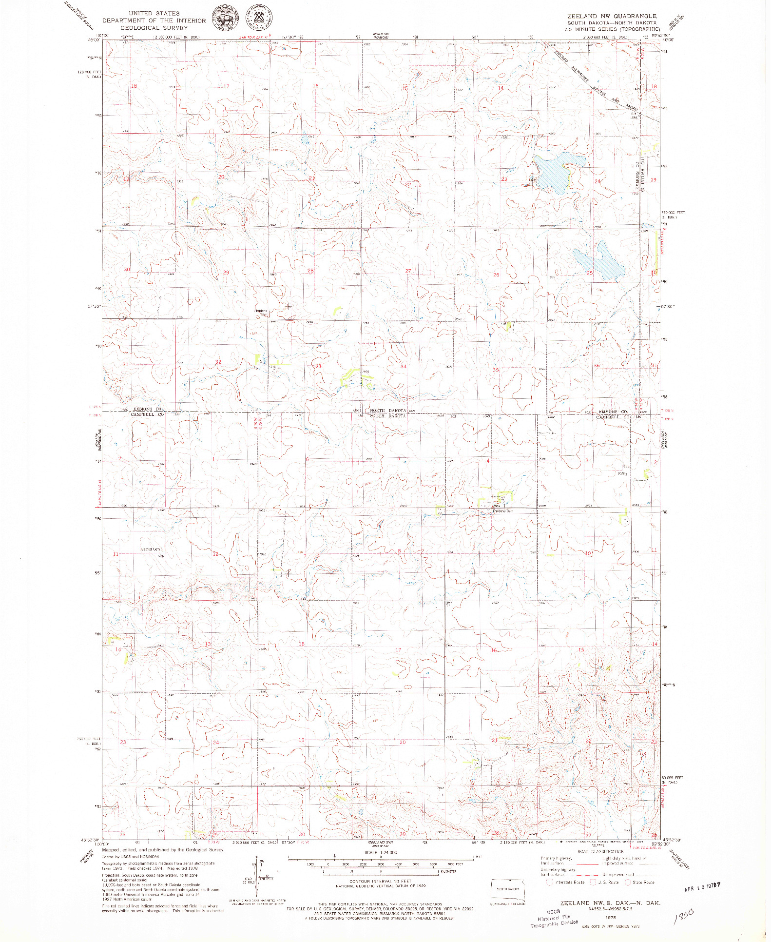 USGS 1:24000-SCALE QUADRANGLE FOR ZEELAND NW, SD 1978