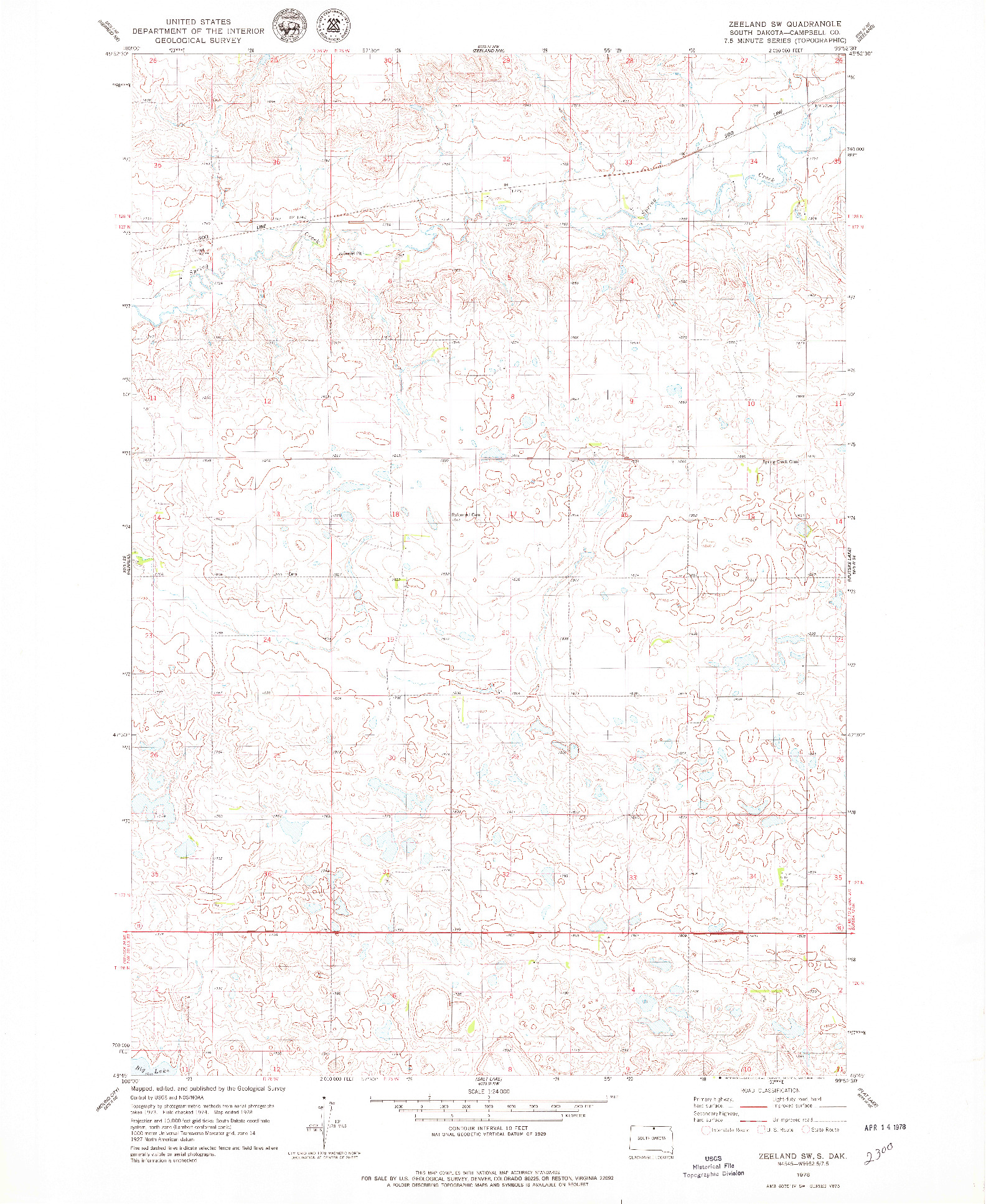 USGS 1:24000-SCALE QUADRANGLE FOR ZEELAND SW, SD 1978