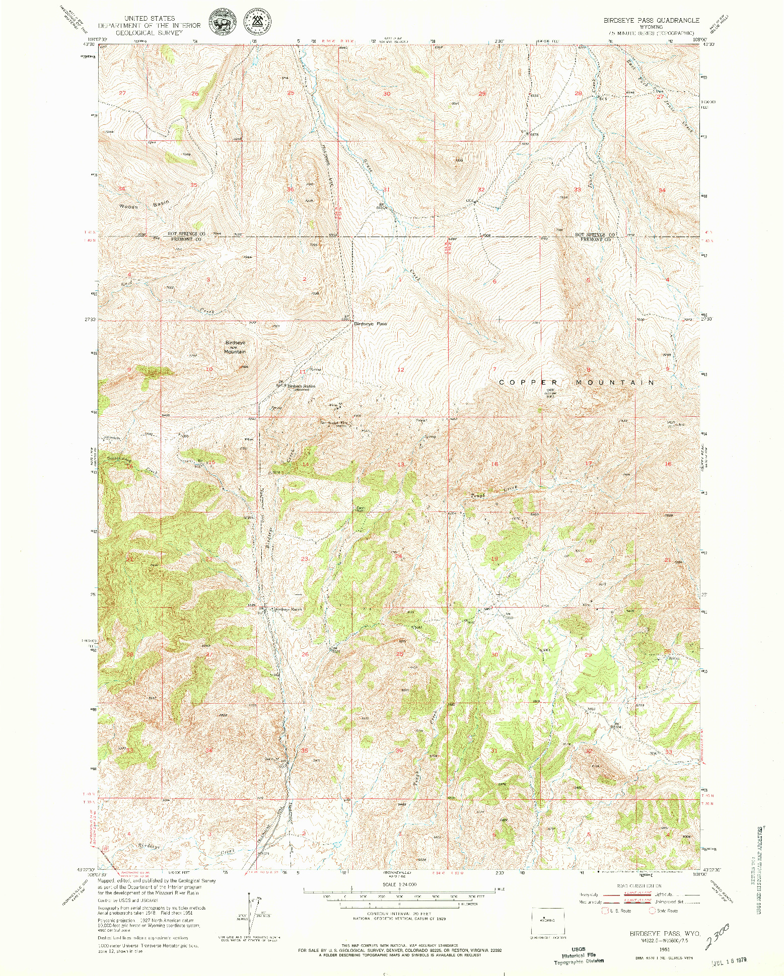 USGS 1:24000-SCALE QUADRANGLE FOR BIRDSEYE PASS, WY 1951