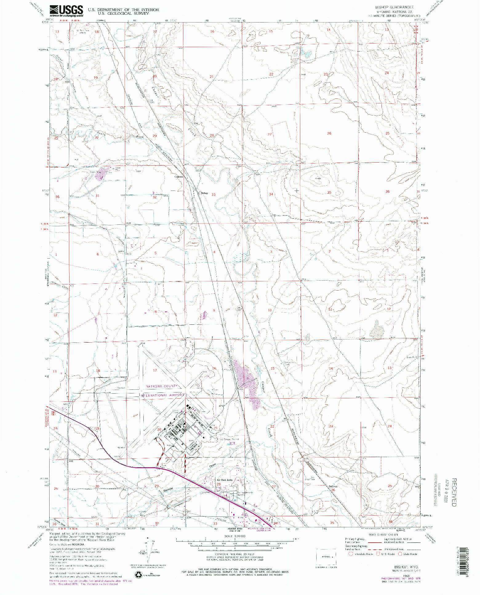 USGS 1:24000-SCALE QUADRANGLE FOR BISHOP, WY 1960
