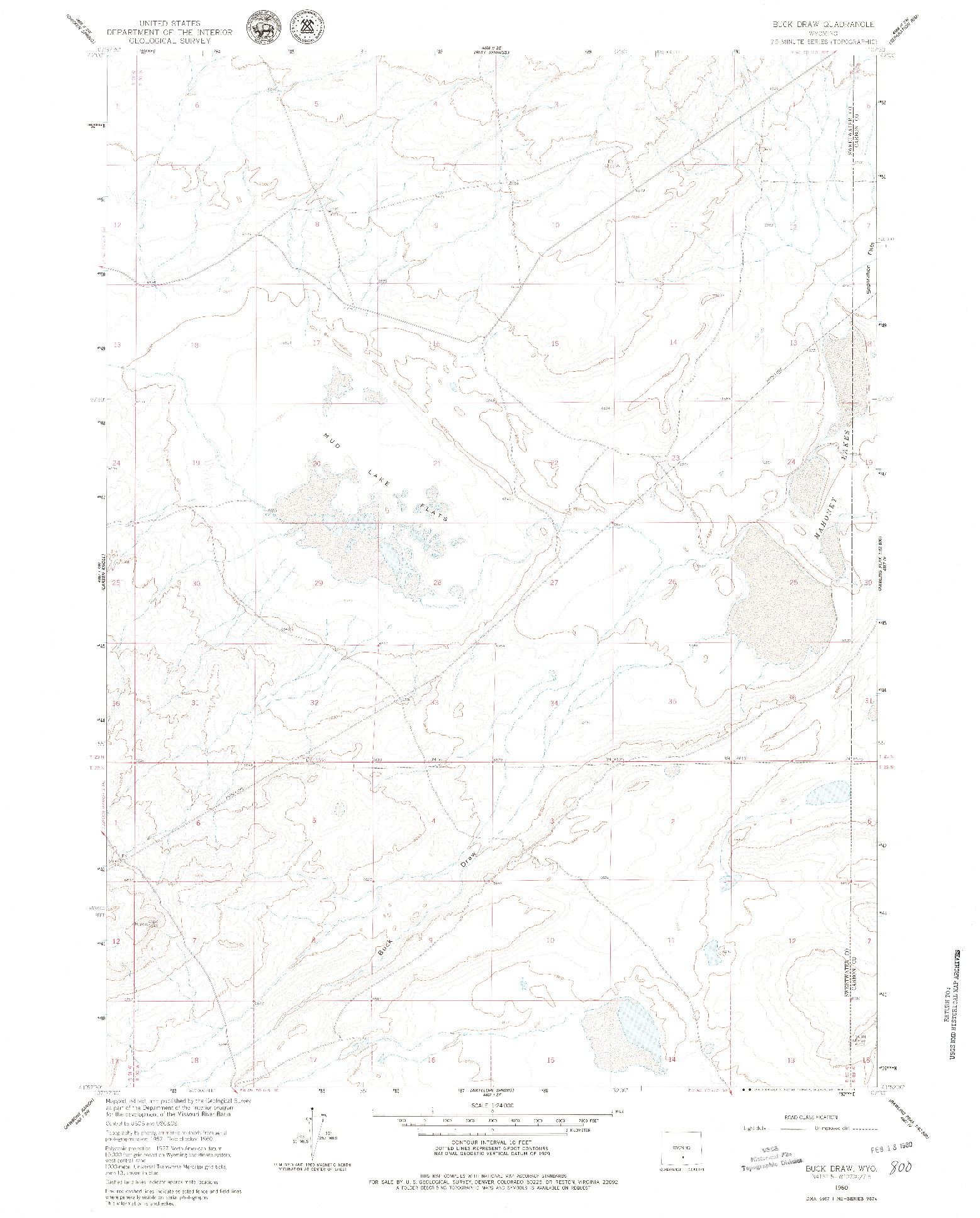 USGS 1:24000-SCALE QUADRANGLE FOR BUCK DRAW, WY 1960