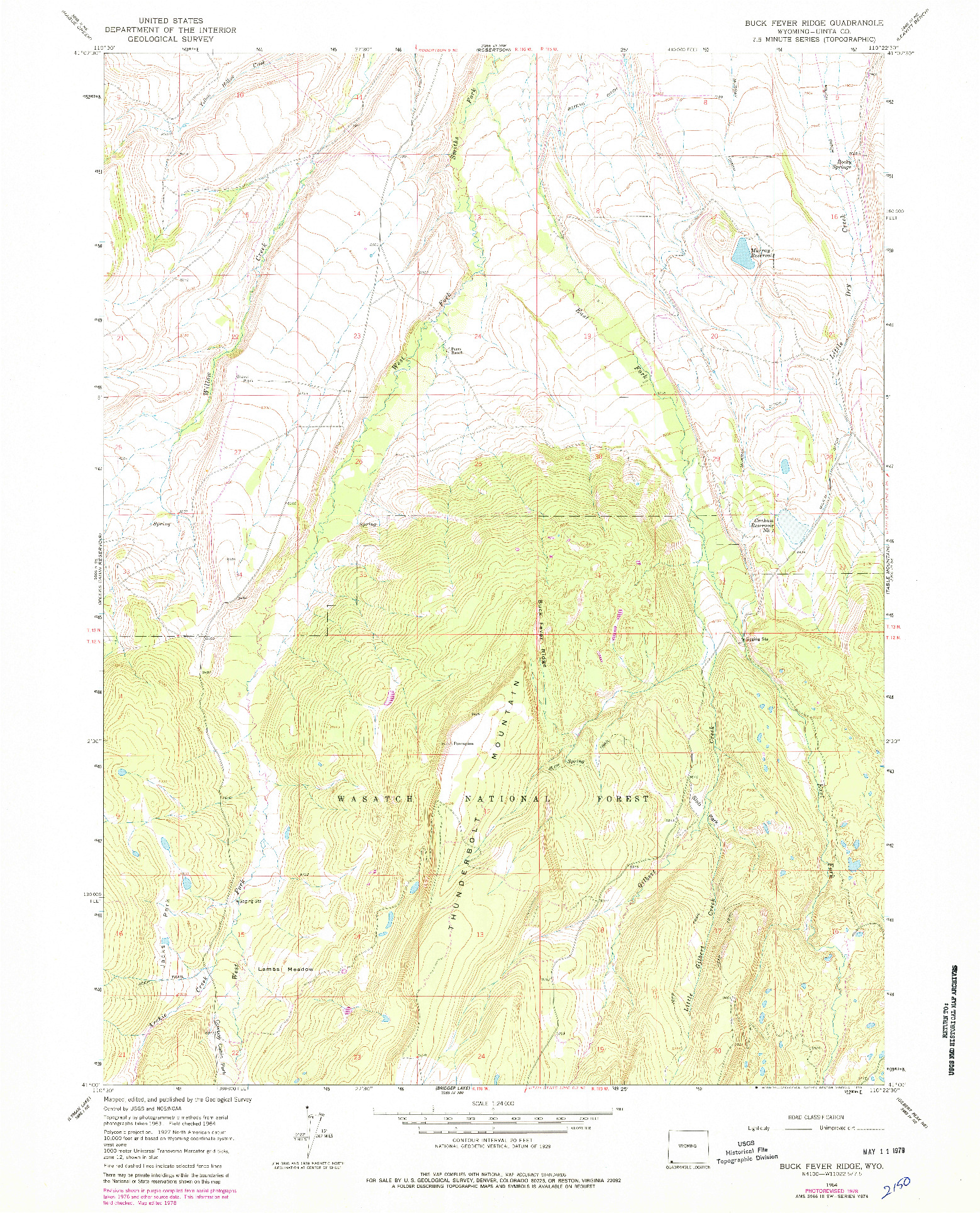 USGS 1:24000-SCALE QUADRANGLE FOR BUCK FEVER RIDGE, WY 1964