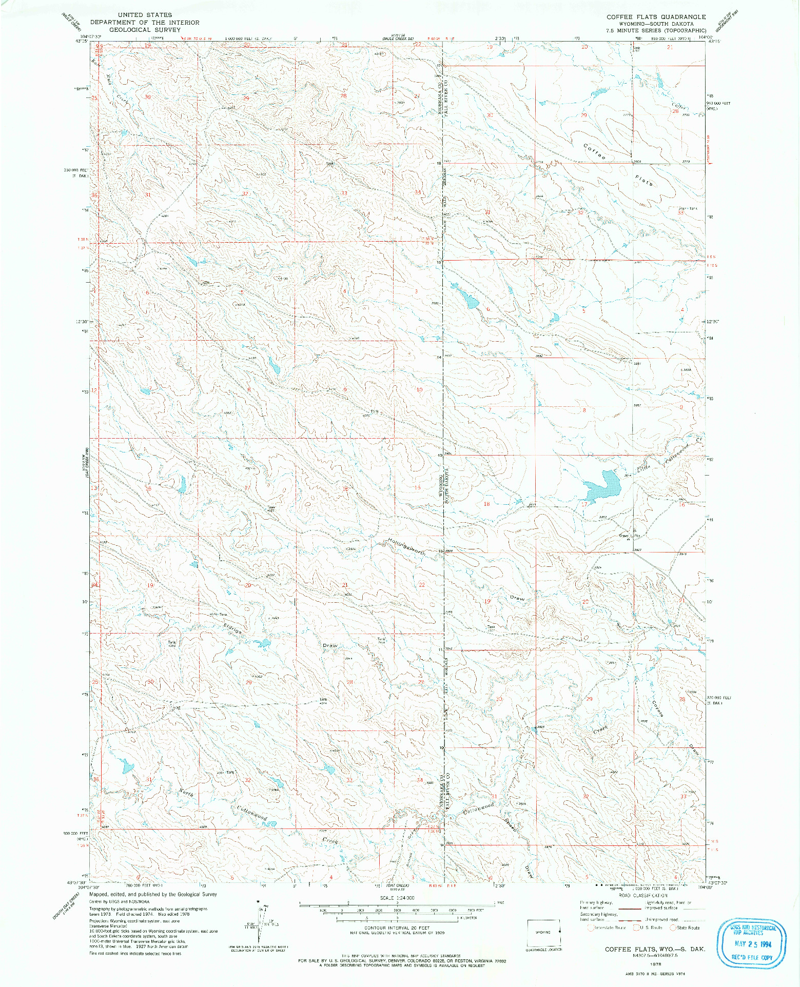 USGS 1:24000-SCALE QUADRANGLE FOR COFFEE FLATS, WY 1978