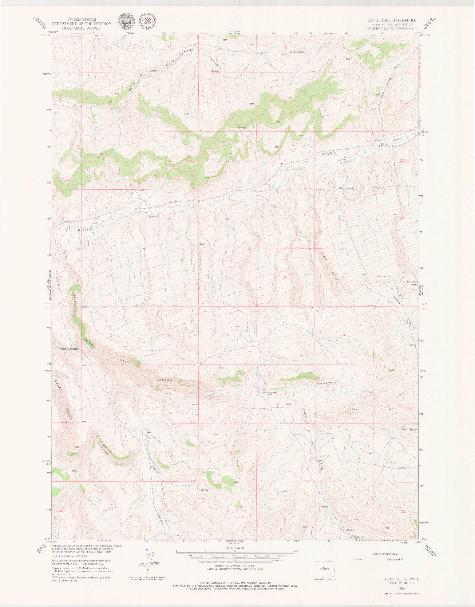 USGS 1:24000-SCALE QUADRANGLE FOR DEVIL SLIDE, WY 1960