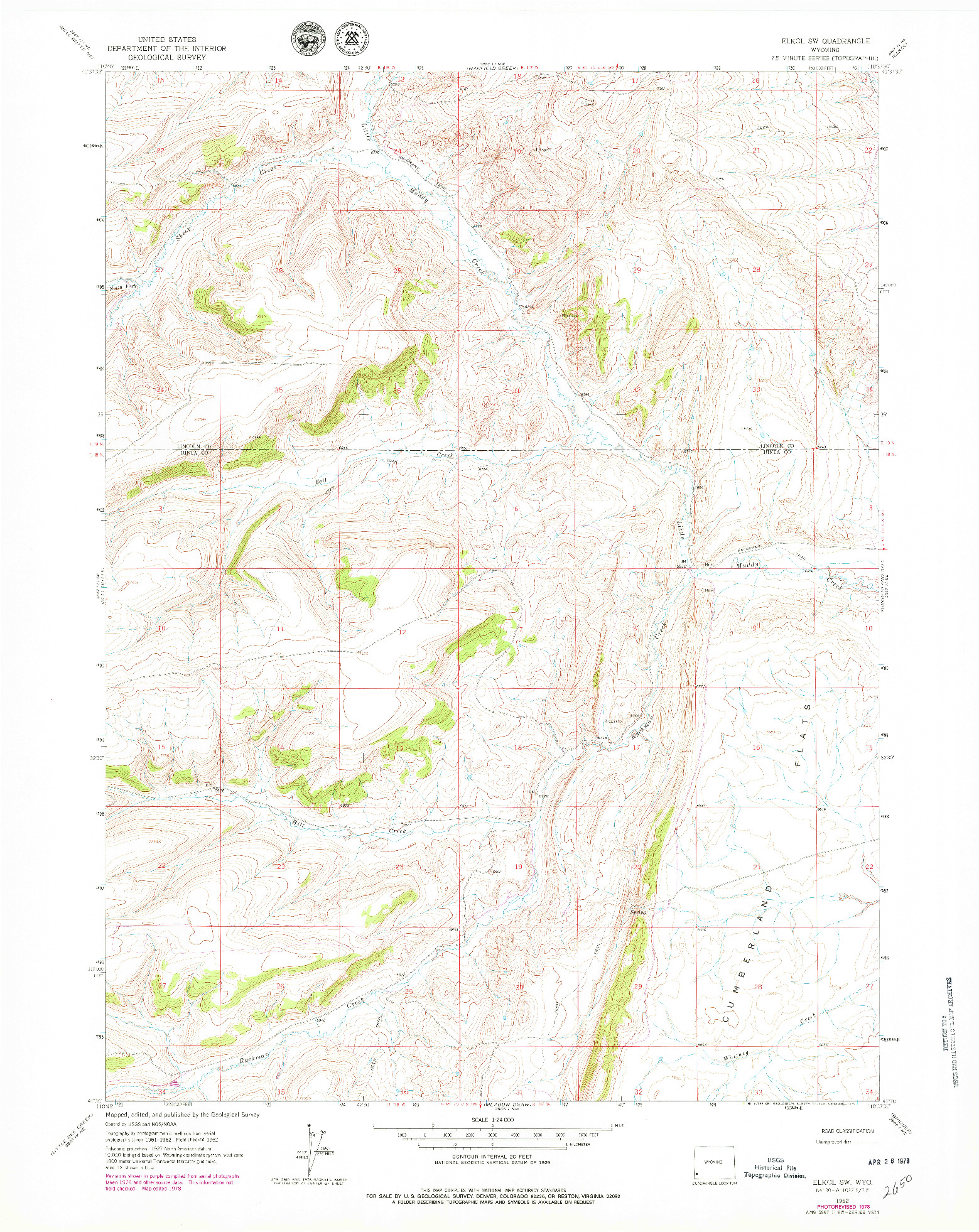 USGS 1:24000-SCALE QUADRANGLE FOR ELKOL SW, WY 1962