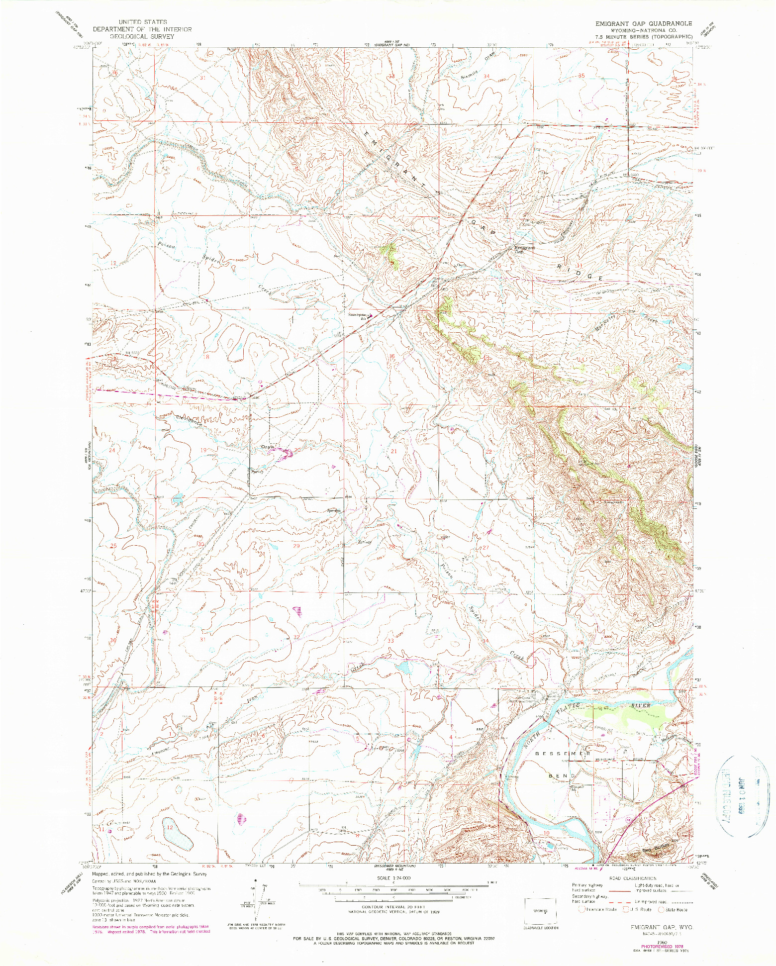 USGS 1:24000-SCALE QUADRANGLE FOR EMIGRANT GAP, WY 1960