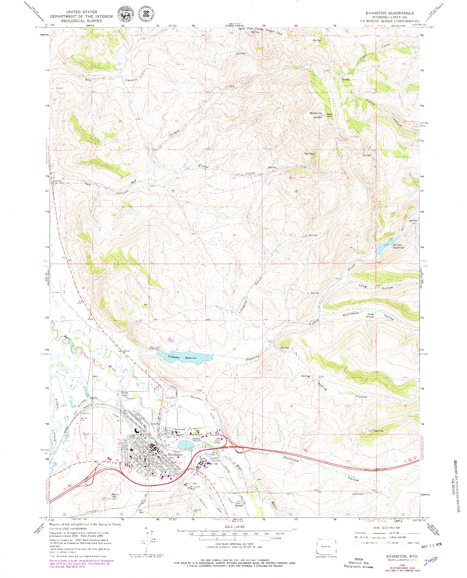USGS 1:24000-SCALE QUADRANGLE FOR EVANSTON, WY 1965