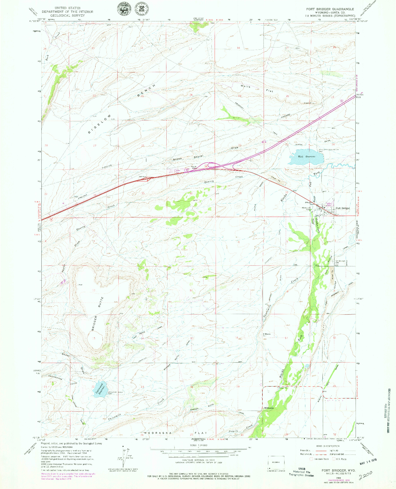 USGS 1:24000-SCALE QUADRANGLE FOR FORT BRIDGER, WY 1964