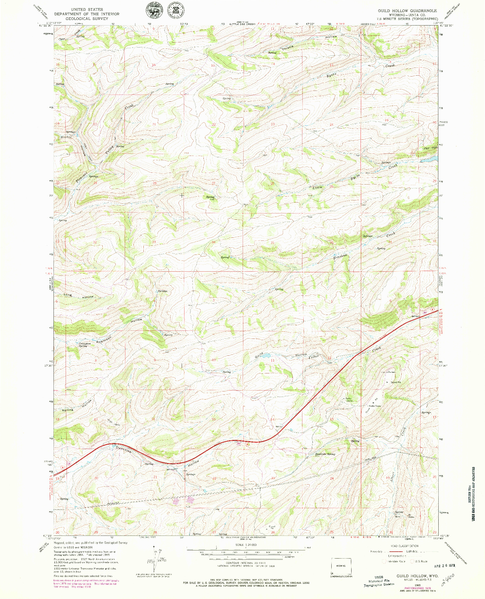 USGS 1:24000-SCALE QUADRANGLE FOR GUILD HOLLOW, WY 1965