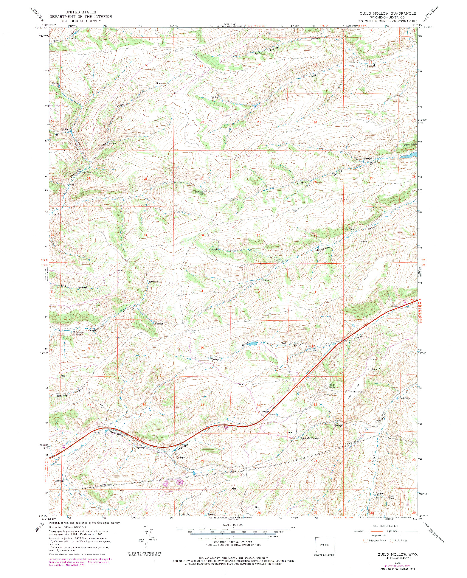 USGS 1:24000-SCALE QUADRANGLE FOR GUILD HOLLOW, WY 1965