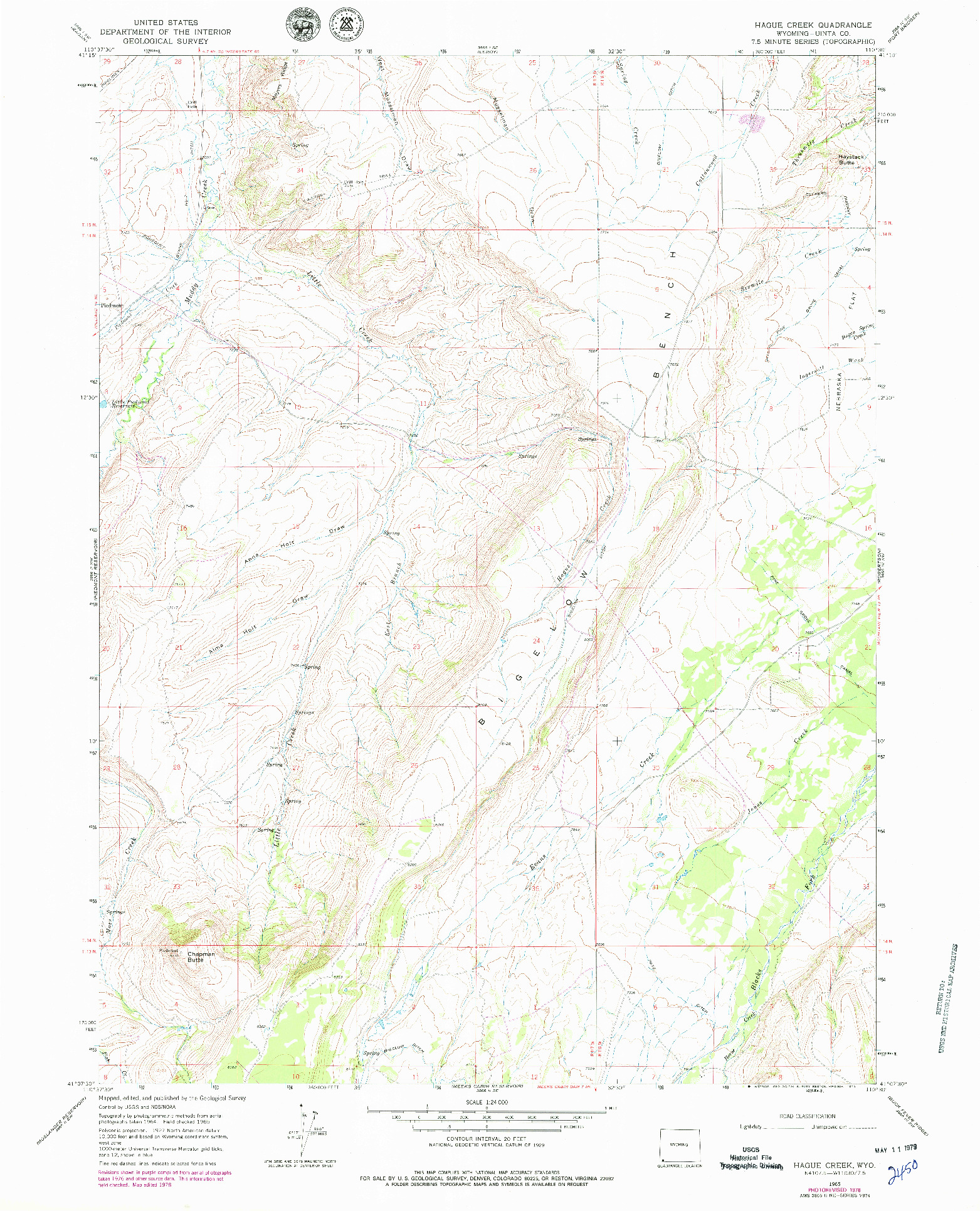 USGS 1:24000-SCALE QUADRANGLE FOR HAGUE CREEK, WY 1965